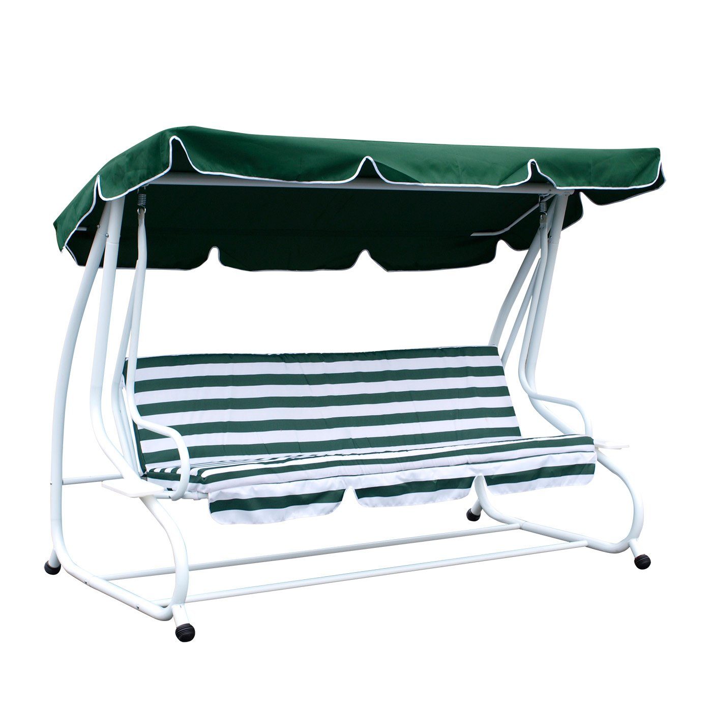 DEGAMO Hollywoodschaukelersatzdach MIAMI, (1-tlg), für 4-sitzer Schaukel 228x120cm, grün mit weißen Kedern – Bild 3 von 5