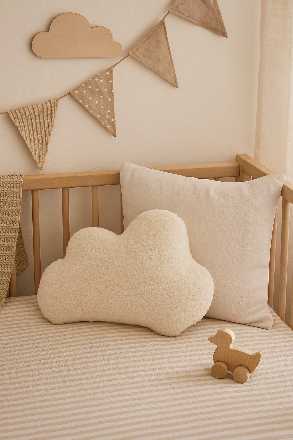 BABEES Dekokissen DEKOKISSEN Boucle Kuschelkissen Herz Wolke GROß 40x25, XXL 60x35 cm, Deko Kissen Geschenk Baby Kinderzimmer Weihnachten Babyshower