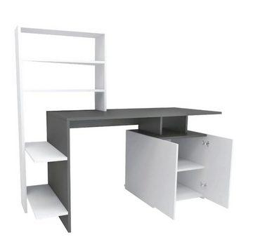 Moblix Schreibtisch DUPLIX Bürotisch, Computertisch, mit Schranksatz, Anthrazit & Weiß