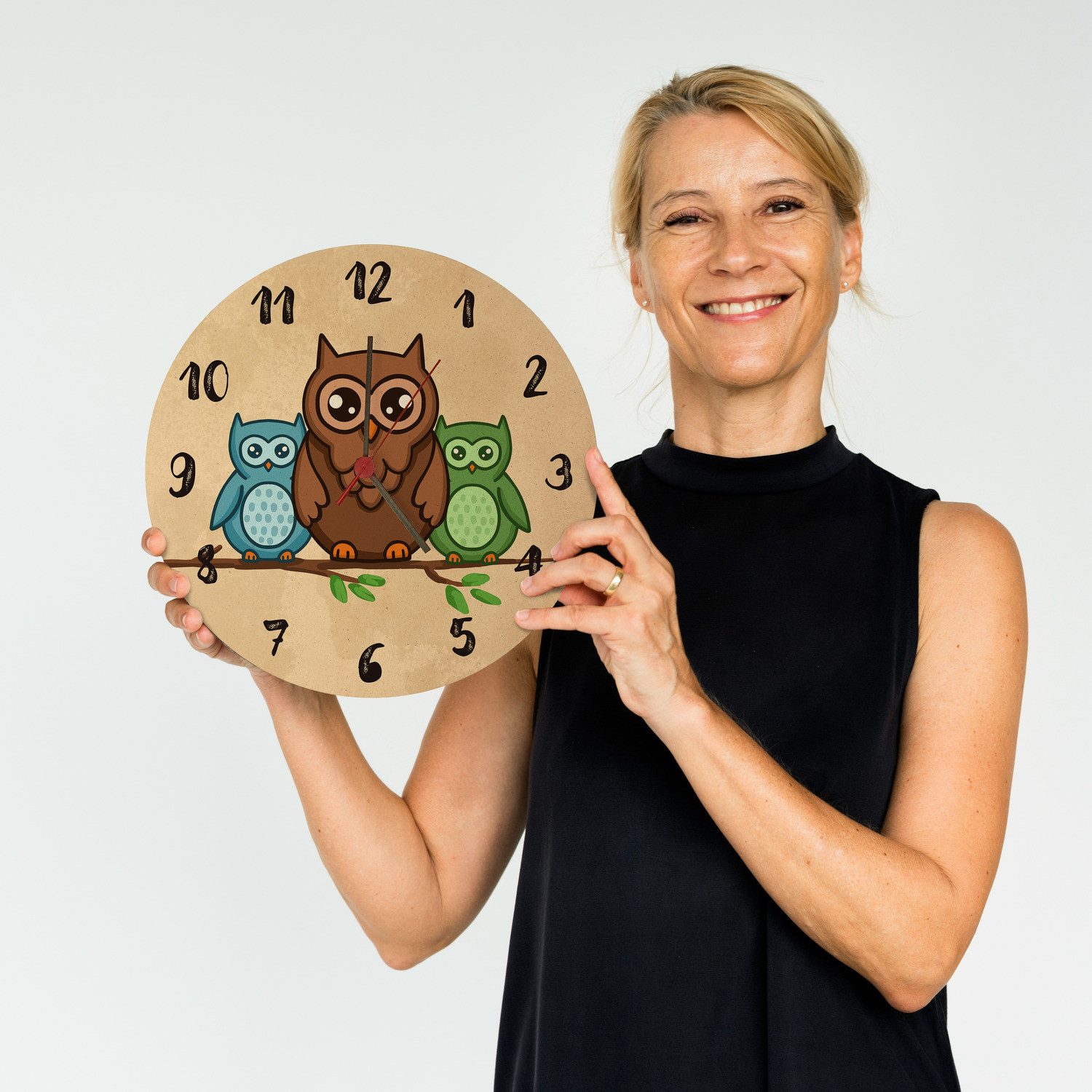 speecheese Wanduhr Eulen auf Ast Wanduhr günstig online kaufen
