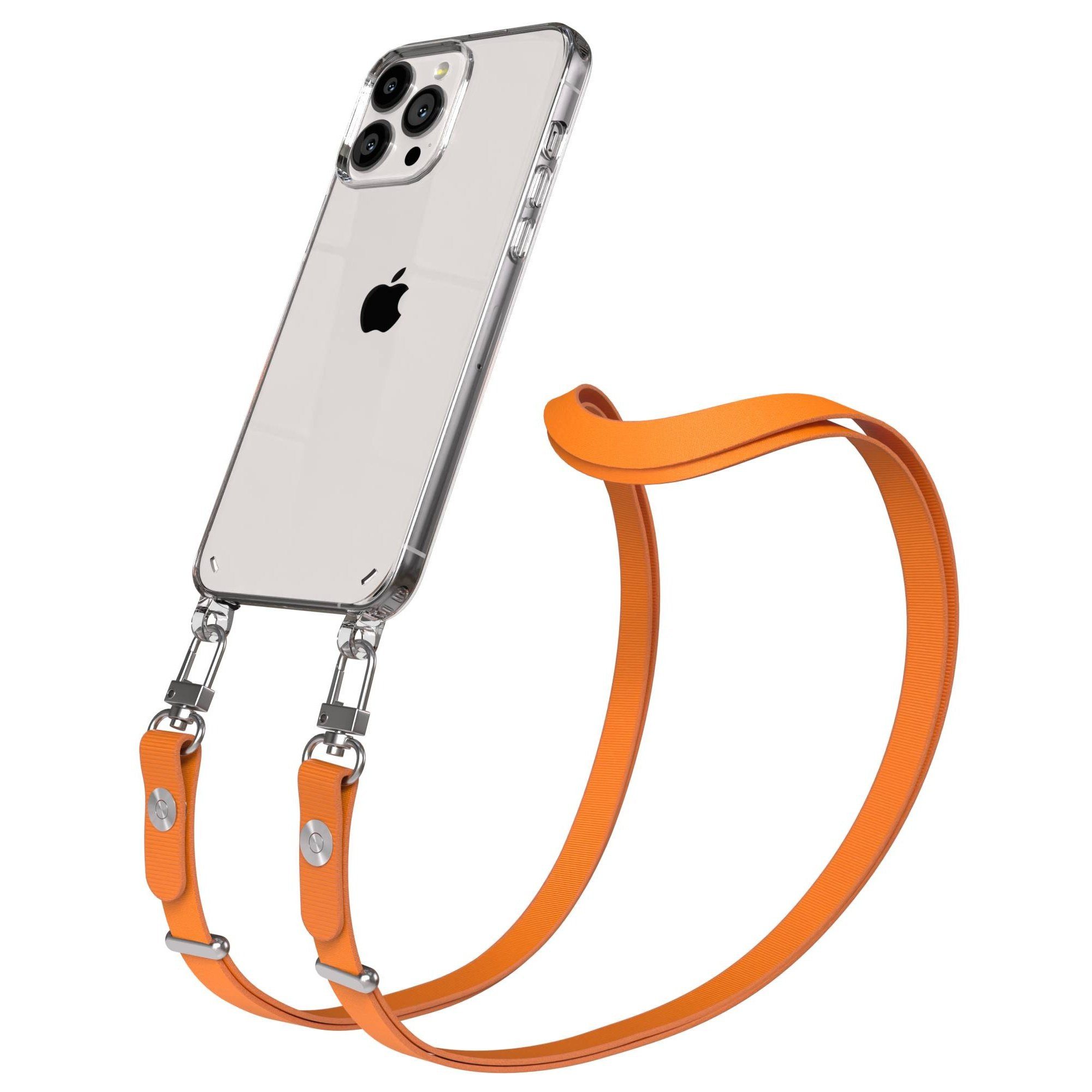 EAZY CASE Handykette für Apple iPhone 13 Pro Max Handyhülle mit Handyband magnetisch, Minimalistisches Handyband in Orange mit Magnetverschluss