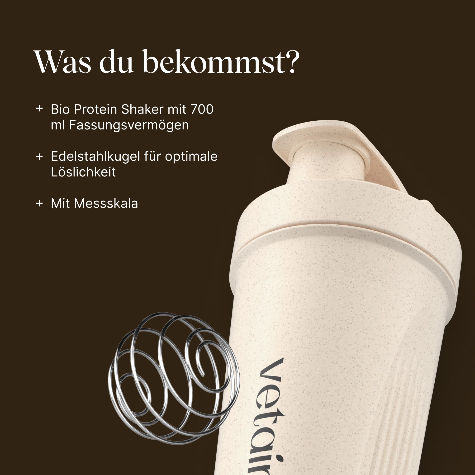 VETAIN Protein Shaker 700 ml - Auslaufsicher - BPA frei - Spülmaschinenfest, Kunststoff, Auslaufsicher, BPA frei, Spülmaschinenfest