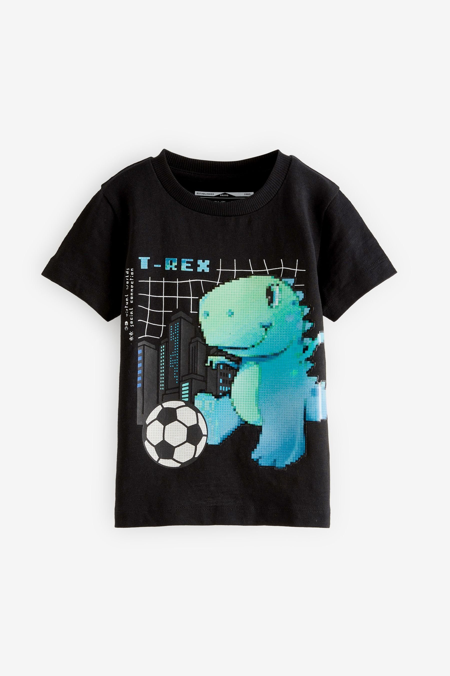 Next T-Shirt Kurzarm-T-Shirt mit Figurenmotiv Black (1-tlg) Football Dino