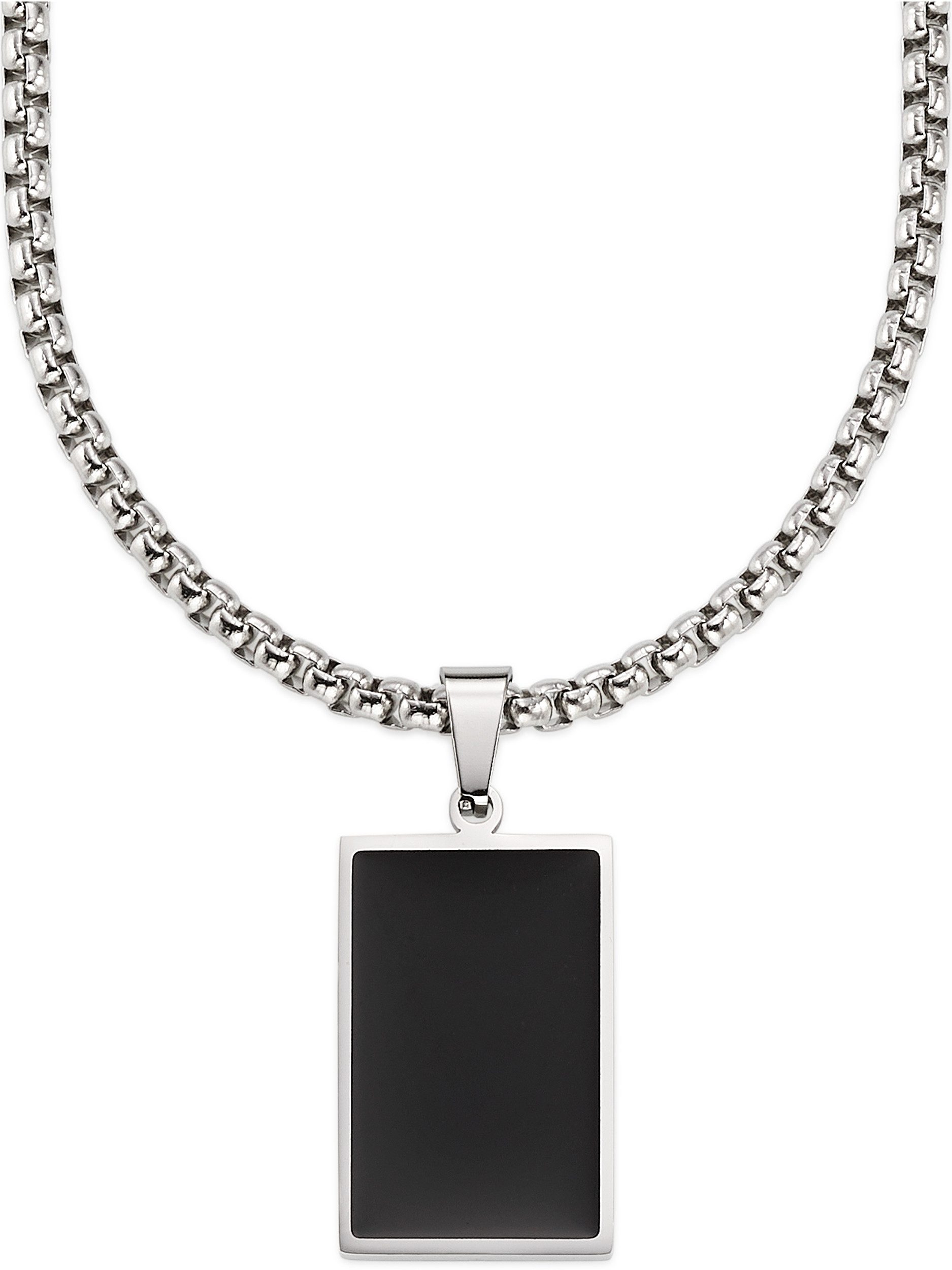 Bruno Banani Kette mit Anhänger Edelstahlkette mit schwarzer Platte