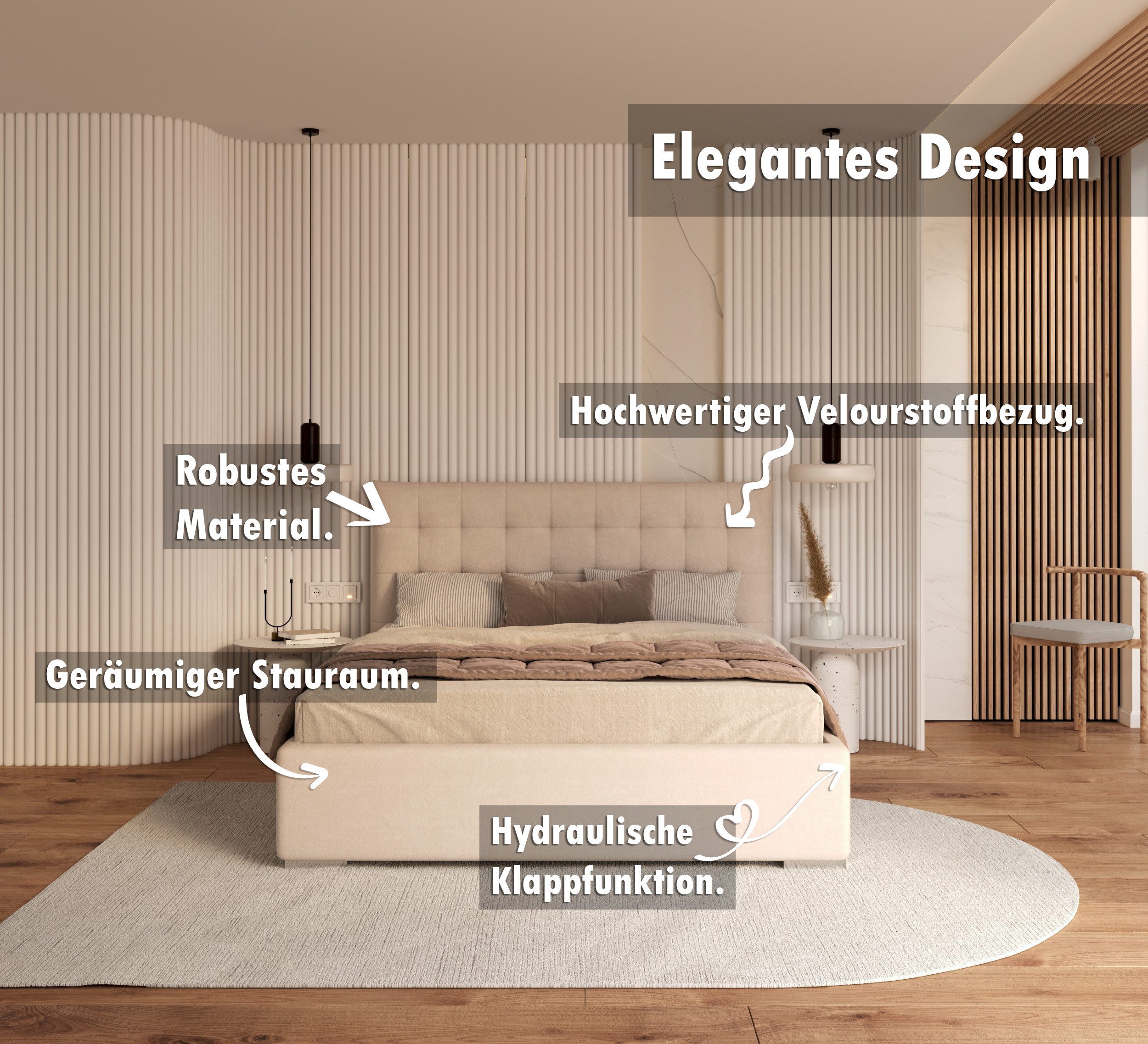 thematys Polsterbett Bett Stauraumbett aus Velours 120x200 140x200 160x200 günstig online kaufen