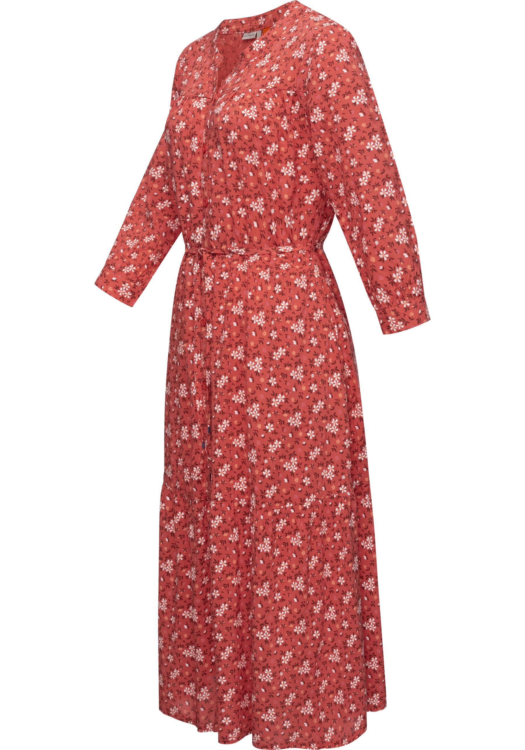 Ragwear Maxikleid Meve Leichtes Langarmkleid mit Blumenmuster