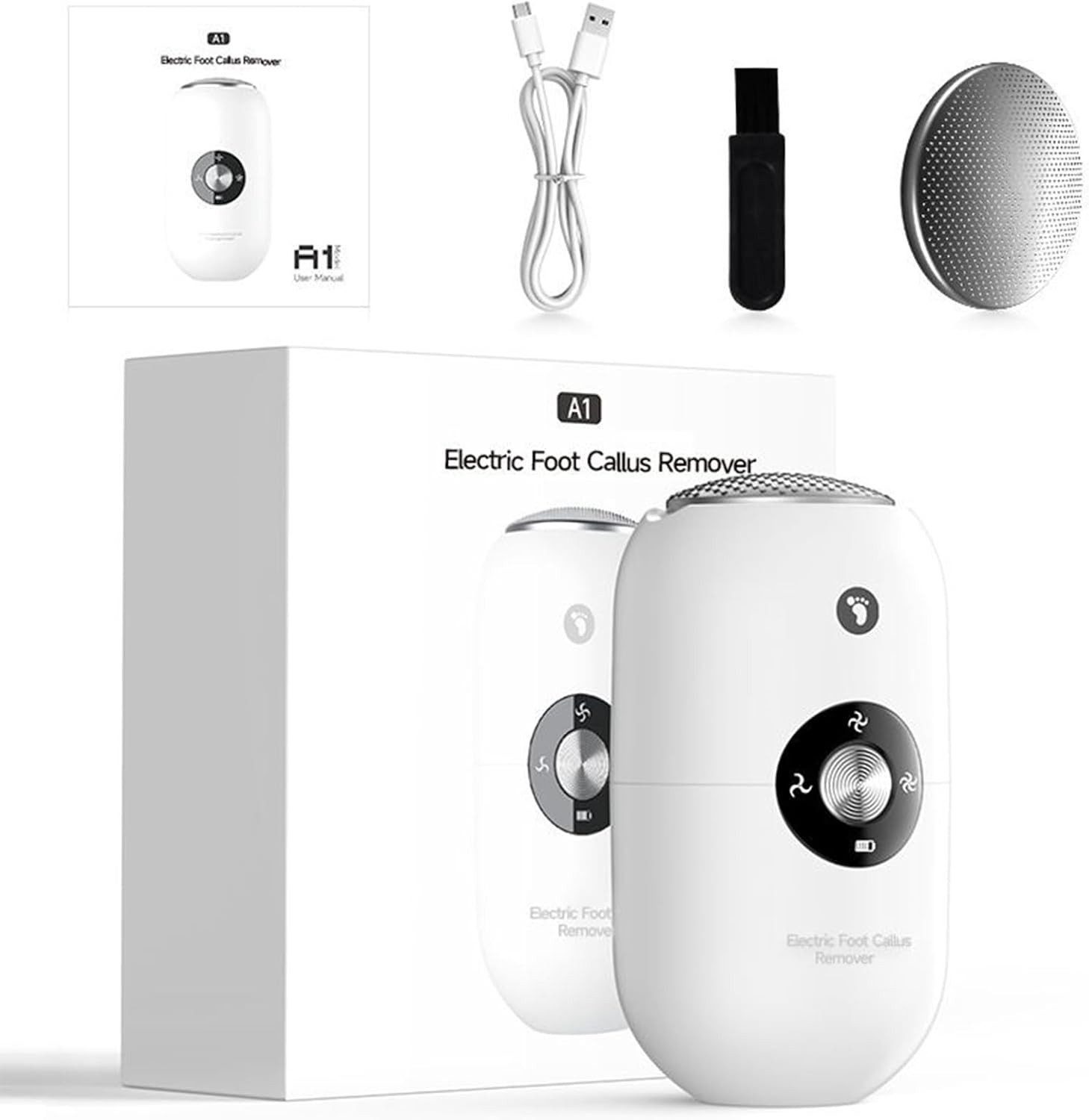 ibettertec Elektrischer Hornhautentferner Hornhautentferner Elektrischer Hornhautentferner Pediküre Set, Hornhaut entfernen, 1-tlg., 3-stufige Drehgeschwindigkeitsregelung, LED-Display Rissige Fersen Hornhaut entfernen