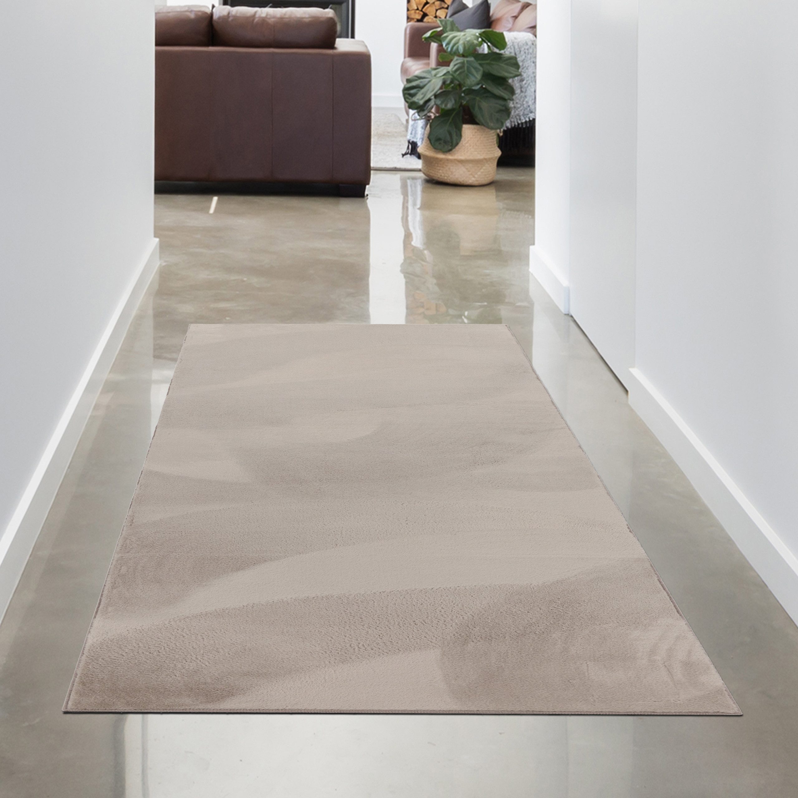 Carpetia Fellteppich Kunstfell Hasenfell-Optik, rechteckig, Höhe: 10 mm, seidig weich & flauschig mit dichter Kurzflorstruktur