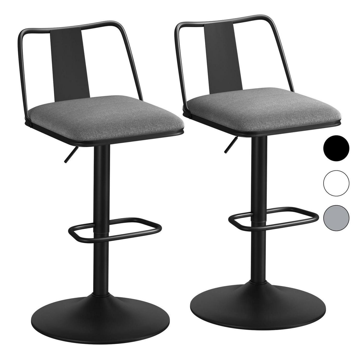 LuxusKollektion Barhocker Barhocker-Set 2er verstellbar drehbar mit Rückenlehne grau