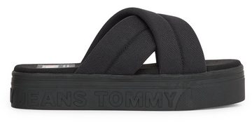Tommy Jeans TJW LETTERING FLATFORM SANDAL Pantolette, Plateau, Sommerschuh, Schlappen mit Logo-Buchstaben im Plateau
