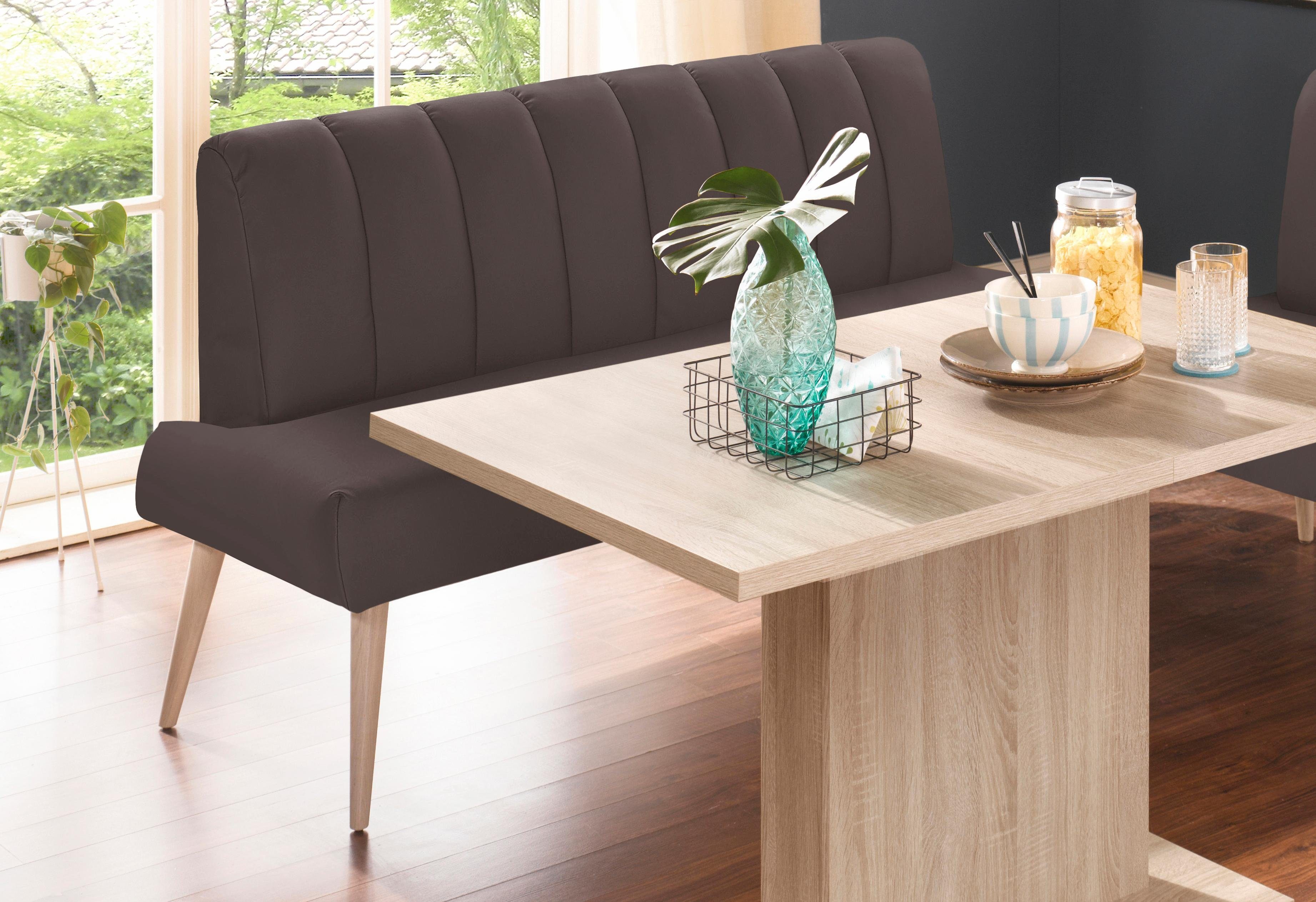 exxpo - sofa fashion Sitzbank Costa, moderne Rückensteppung, bequem und elegant, hoher Holzfuß, hochwertige Detailverarbeitung, Frei im Raum stellbar