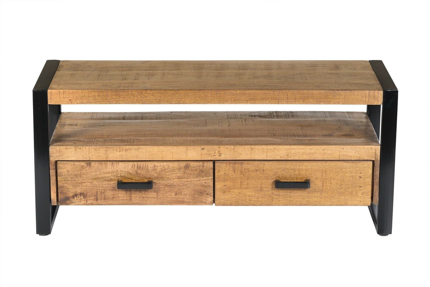 Natur24 Lowboard Nairobi Lowboard 45 x 50 x 120 cm Mangoholz Stahl Schwarz Braun