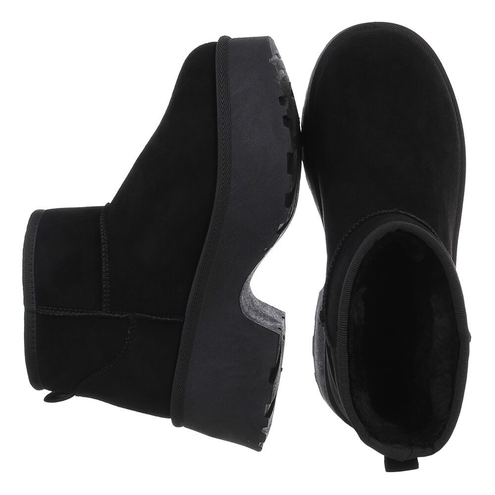 Ital-Design Plattform Ankle Boots für Damen – Stilvoll & Bequem Snowboots (90503049) Blockabsatz Stiefeletten in Schwarz