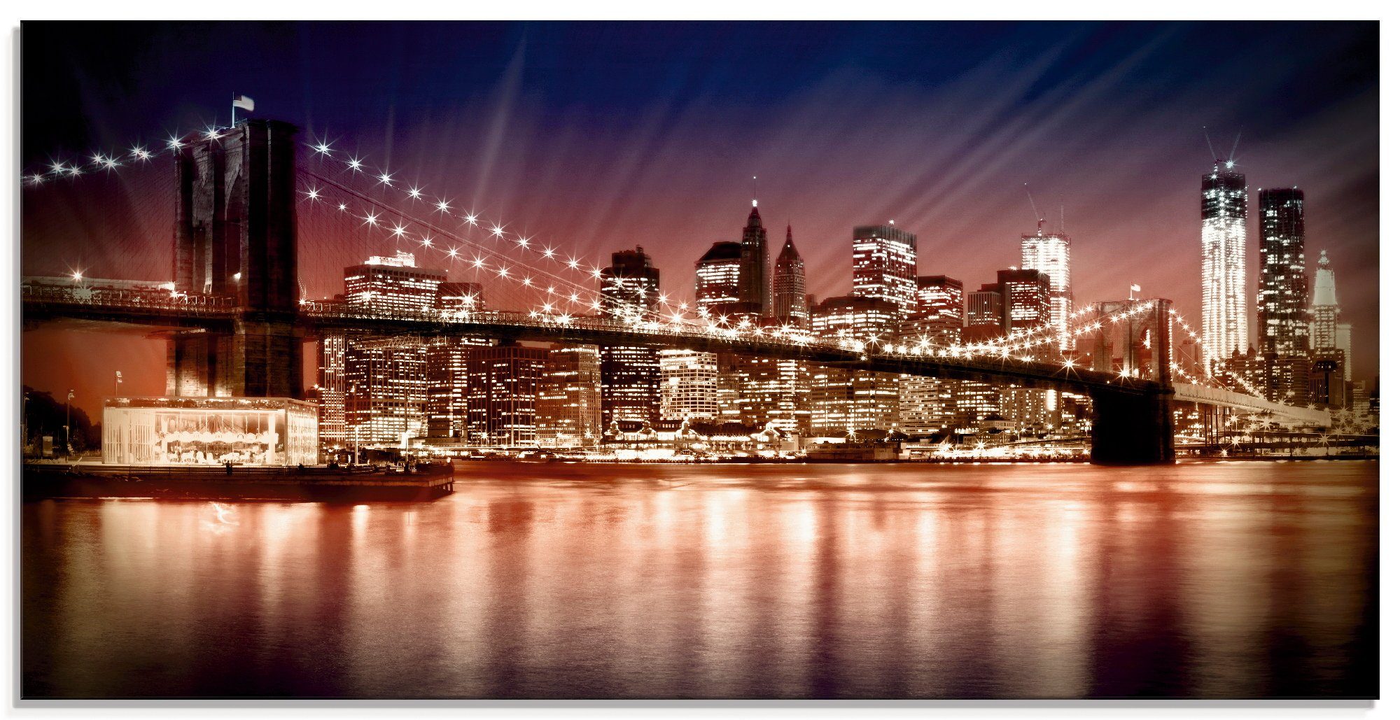 St), Größen Manhattan verschiedenen Glasbild Artland Sonnenuntergang, (1 in Brücken