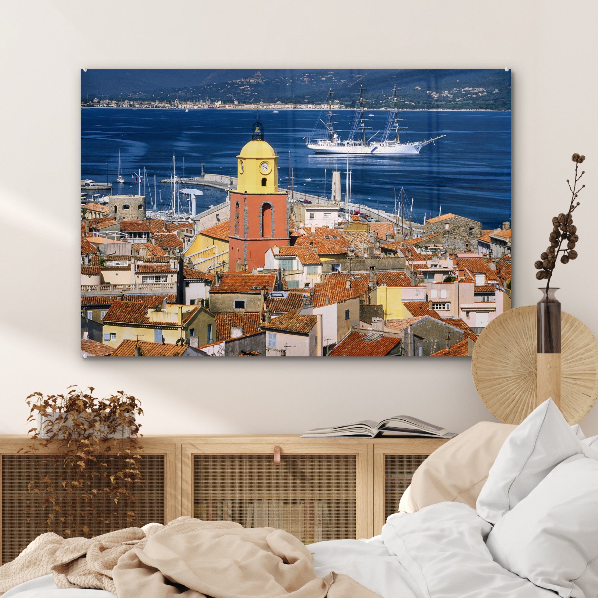 MuchoWow Acrylglasbild Saint-Tropez und das & (1 Acrylglasbilder St), Schlafzimmer in Mittelmeer Frankreich, Wohnzimmer blaue