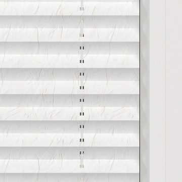 Plissee advanced, indeko, Lichtschutz, mit Bohren, verspannt, verschraubt, Crushed-Optik, nach Maß