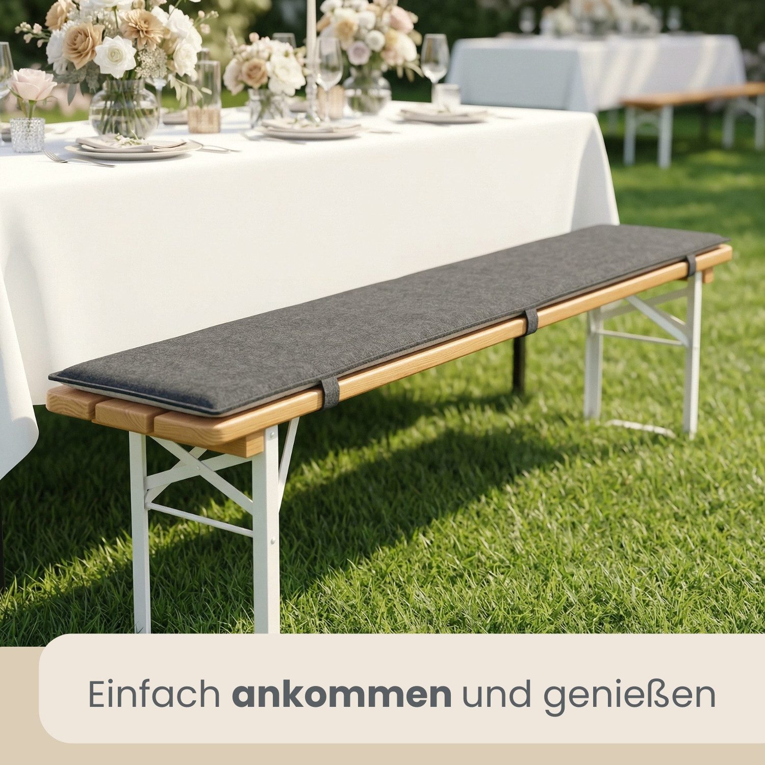 DuneDesign Bankauflage 2er Set 120 x 25 x 1 cm Filz Bierbankauflage Sitzauflage zum Wenden, Bodenschutz Filzgleiter für Festzeltbank - Bierzelttisch - Partybank
