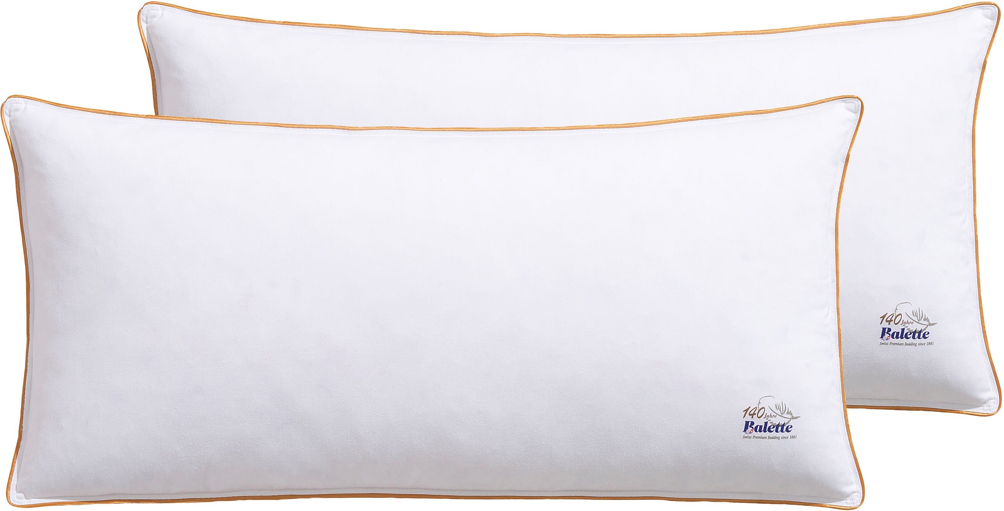 Balette Federkopfkissen Edition 140 Jahre, Kopfkissen 2er-Set, Made in Germany, Seitenschläfer, Rückenschläfer, Kissen-Set 40x80 cm oder 80x80 cm, Made in Germany