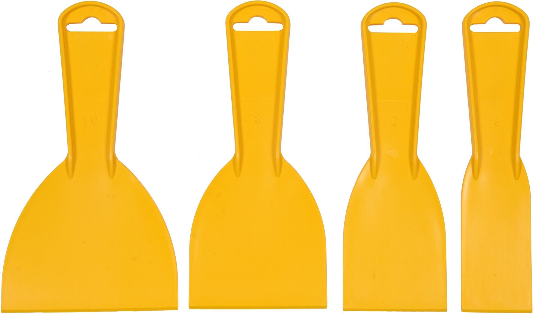 TRIZERATOP Malerspachtel Kunststoff Spachtel, Malerspachtel 4, 6, 8 und 10 cm (4 Stück) (Kunststoffspachtel-Set, 4-teilig, 1-St., Kunststoffspachtel-Set, 4-teilig) Spachteln