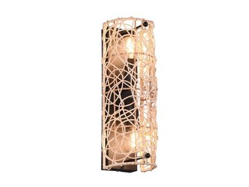 meineWunschleuchte LED Wandleuchte, Leuchtmittel stufenweise über Schalter dimmbar, LED wechselbar, warmweiß, innen, Boho Lampen-schirm Rattan ausgefallen Treppenhaus, Höhe 30cm