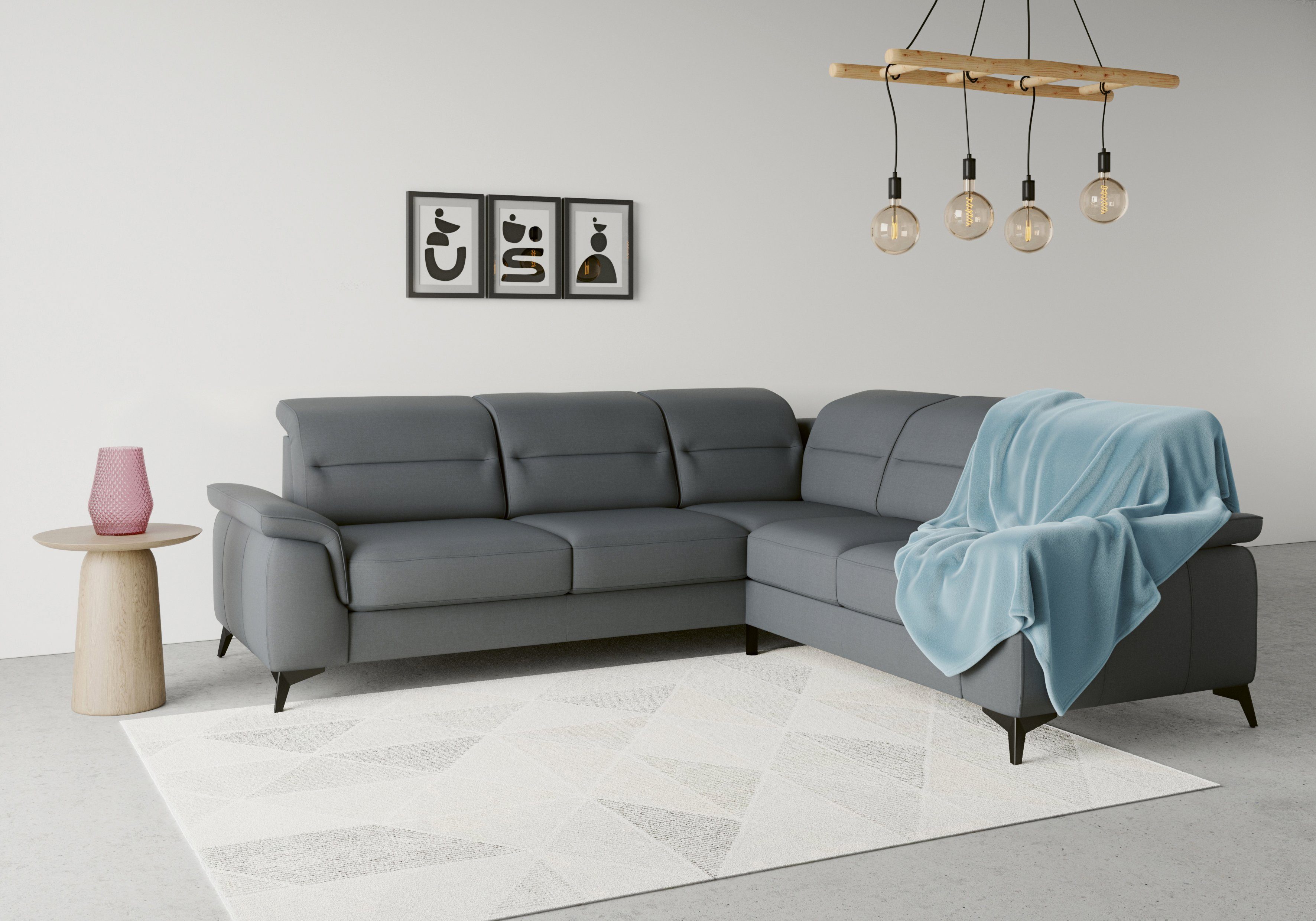 sit&more Ecksofa Sinatra, optinal mit Kopfteilverstellung und Armteilfunktion, Metallfüße | Ecksofas