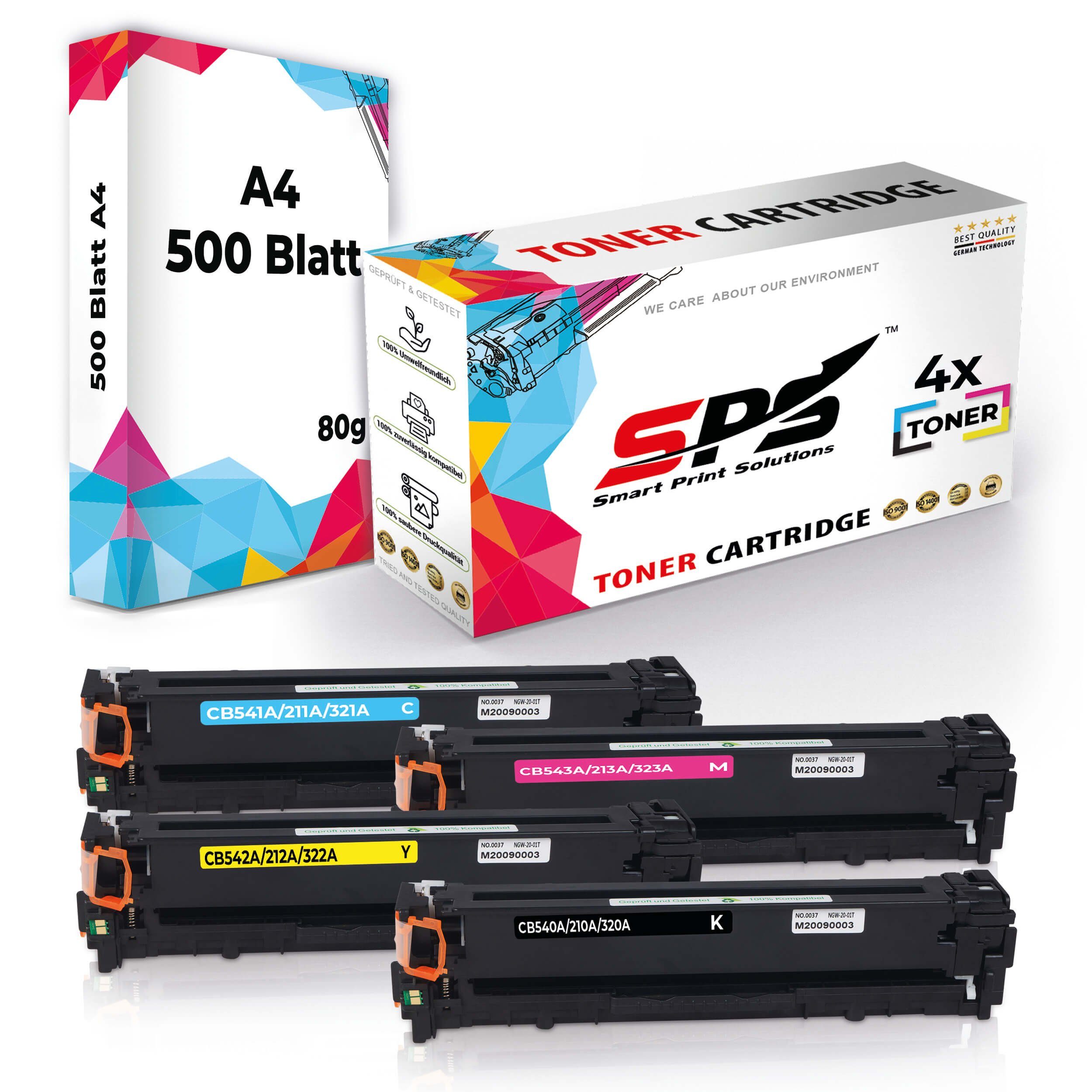 SPS Tonerkartusche Kompatibel für HP Color Laserjet CM1013 125A CB540, (4er Pack + A4 Papier)