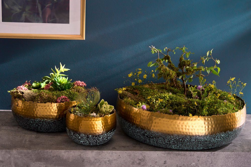 riess-ambiente Dekoschale ORIENT 31cm gold (Einzelartikel, 1 St), Wohnzimmer · Metall · handmade · Übertopf