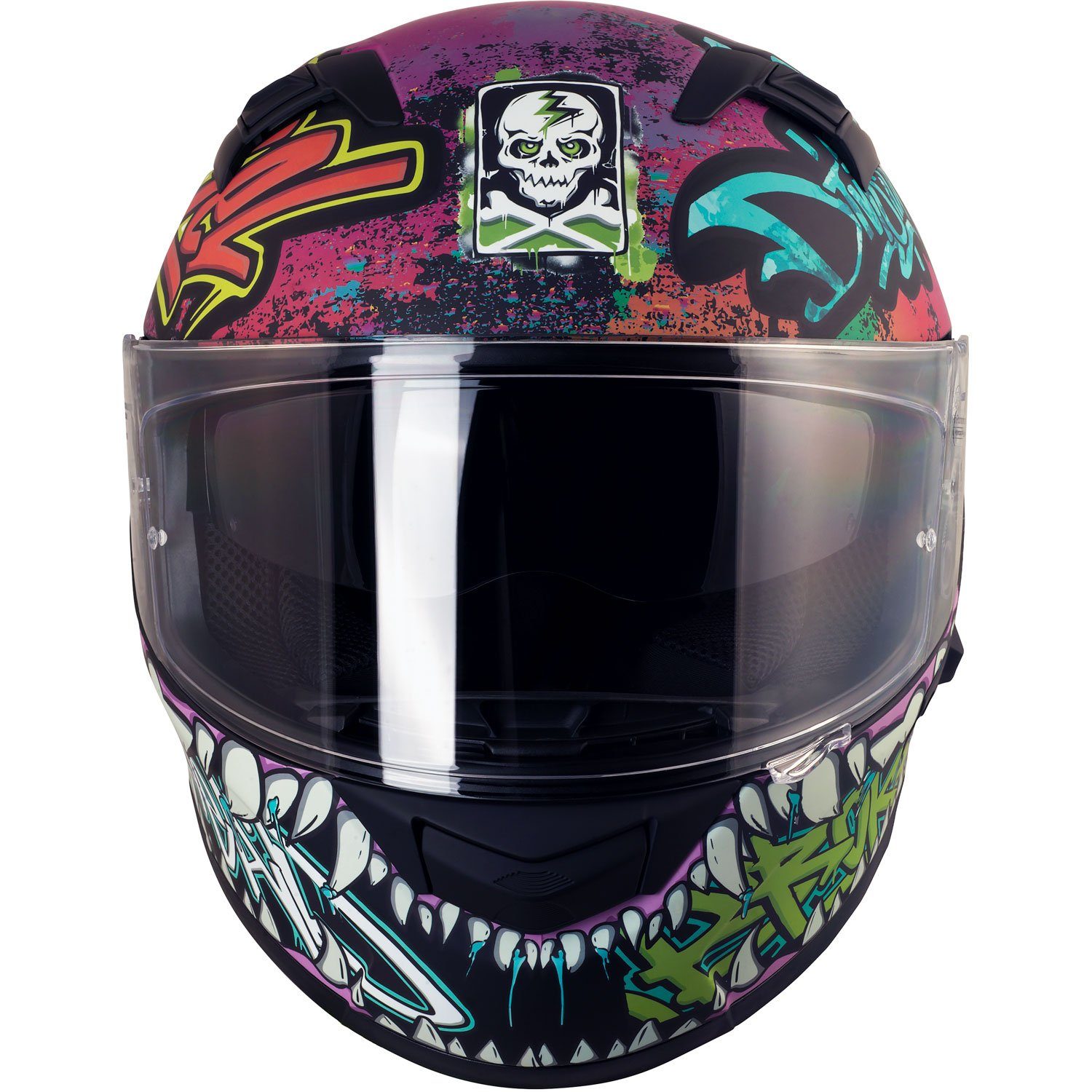 Broken Head Motorradhelm Broken Head Integralhelm InYourFace schwarz, Einzigartiger Graffiti-Look