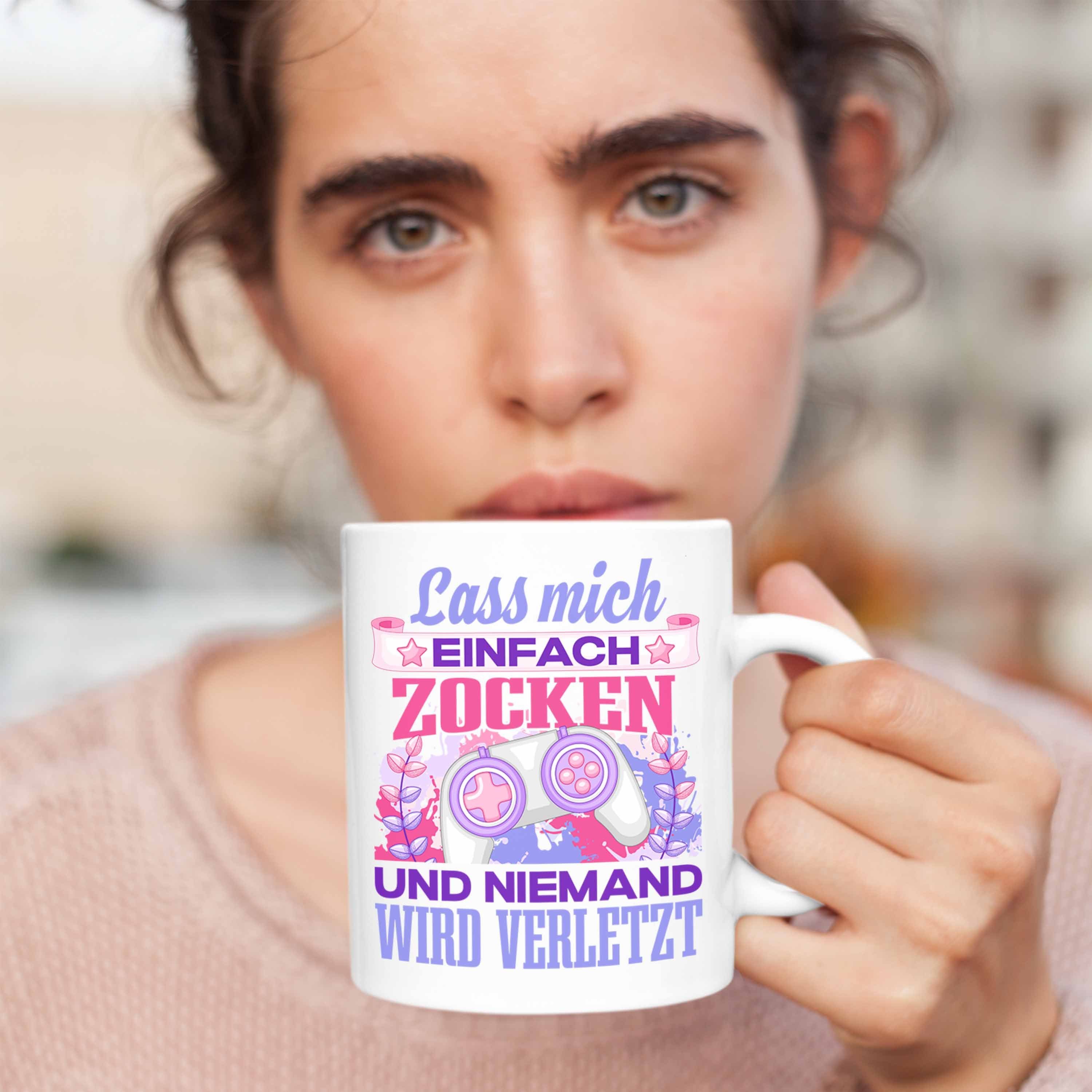 Trendation Tasse Trendation - Gamer Mädchen Geschenk Weiss Mädchen Tasse Spruch Zockerin Girl