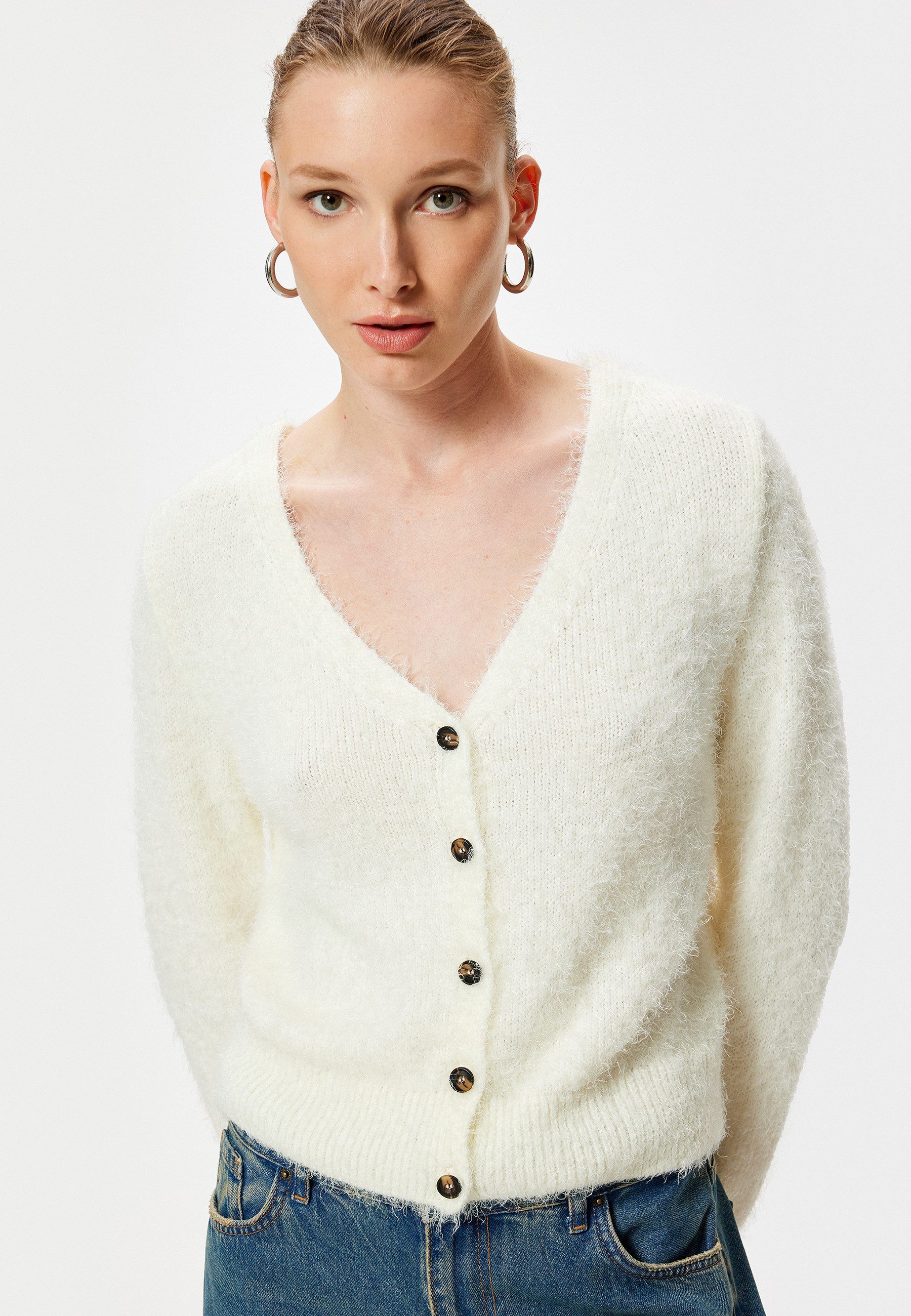 Koton Cardigan V-Kragen Mit Knöpfen günstig online kaufen