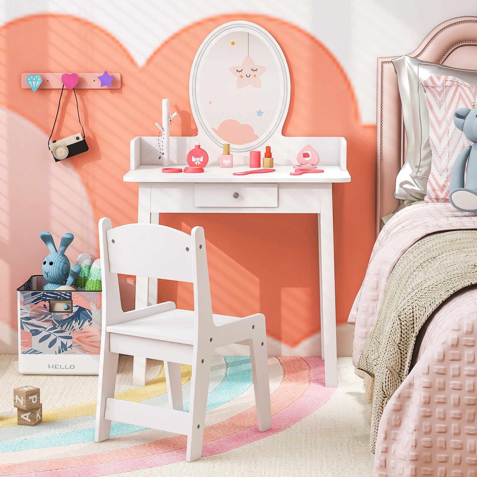 KOMFOTTEU Schminktisch Kinder (Set, 2-St), Spiegel, günstig online kaufen
