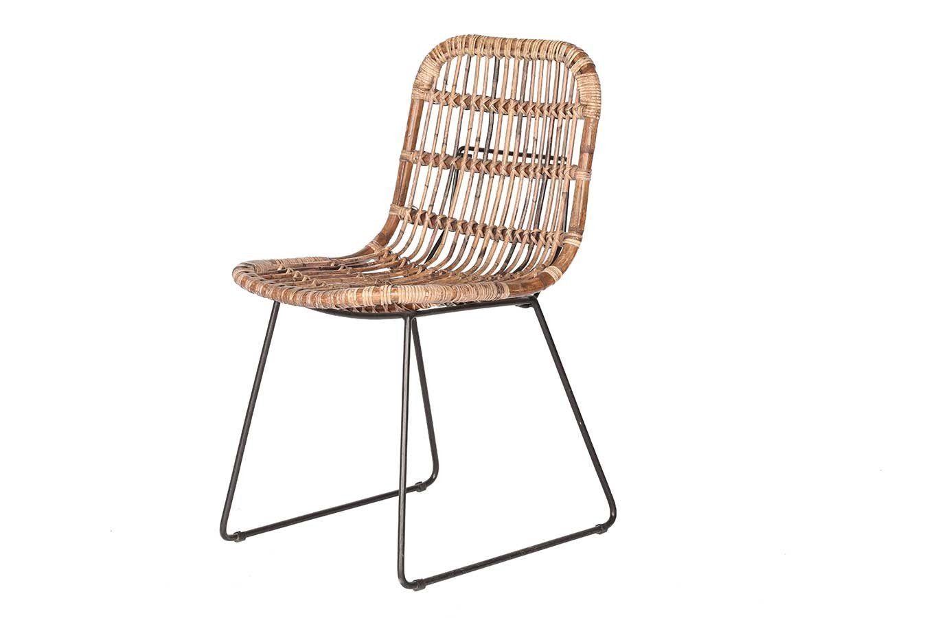 daslagerhaus living Stuhl Rattanstuhl ohne Armlehne mit Metallkufe | Stühle