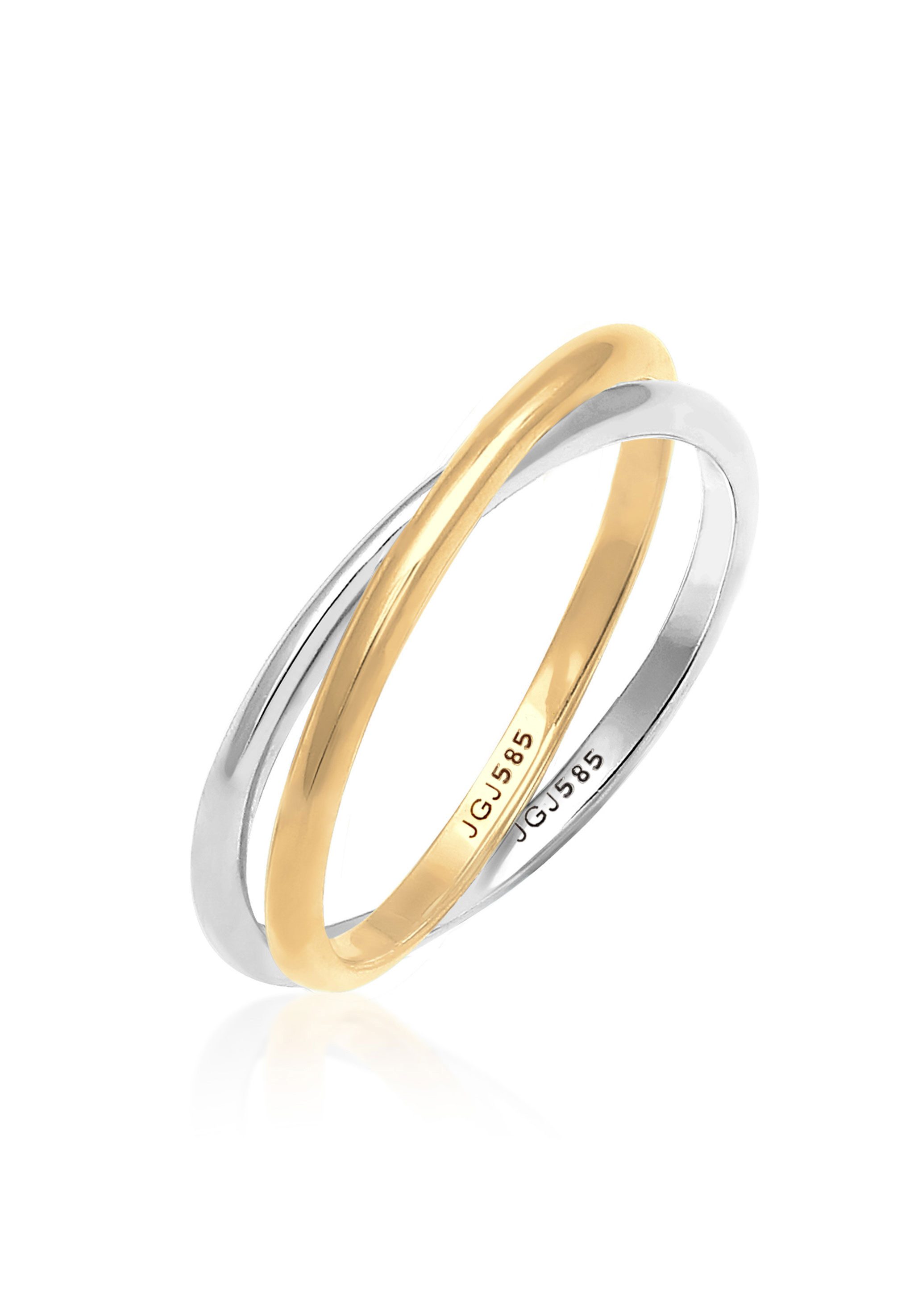 Elli Premium Fingerring Wickelring Bi-Color Zeitlos 585 Gelbgold Weißgold günstig online kaufen