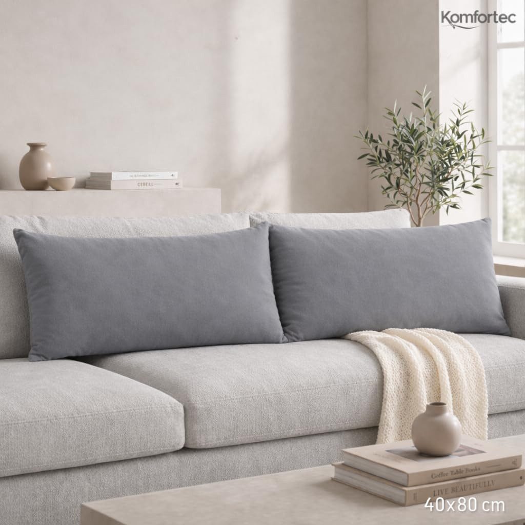 Komfortec Kissenbezug Premium Kopfkissenbezug, gebürstet 100% Mikrofaser 90g/m², (2 Stück), 40x80 cm mit Reißverschluss, Superweiches Kissenhülle Set