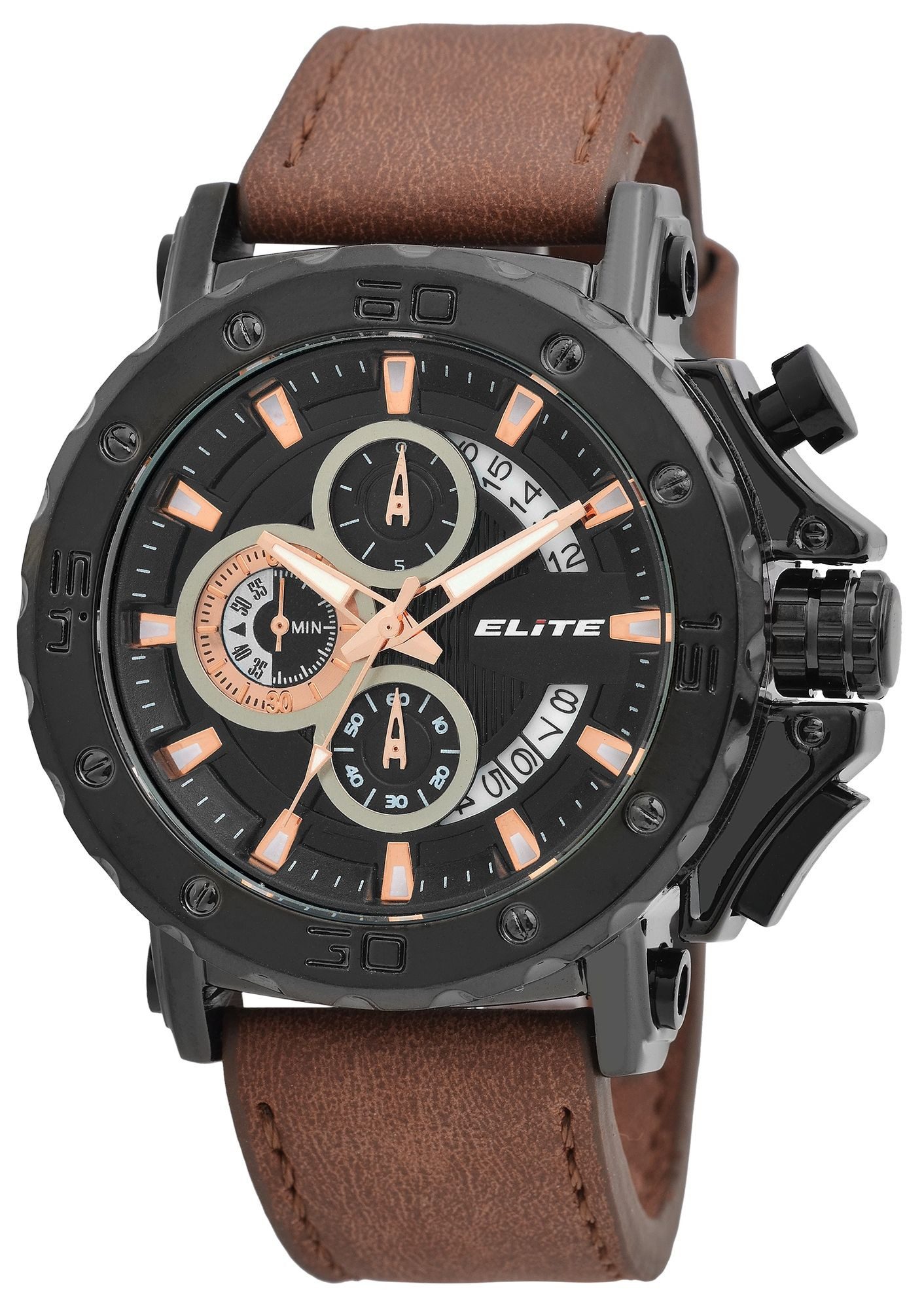 Elite Quarzuhr EL0007 ELITE Herrenchronograph mit Lederimitationsarmband, H günstig online kaufen