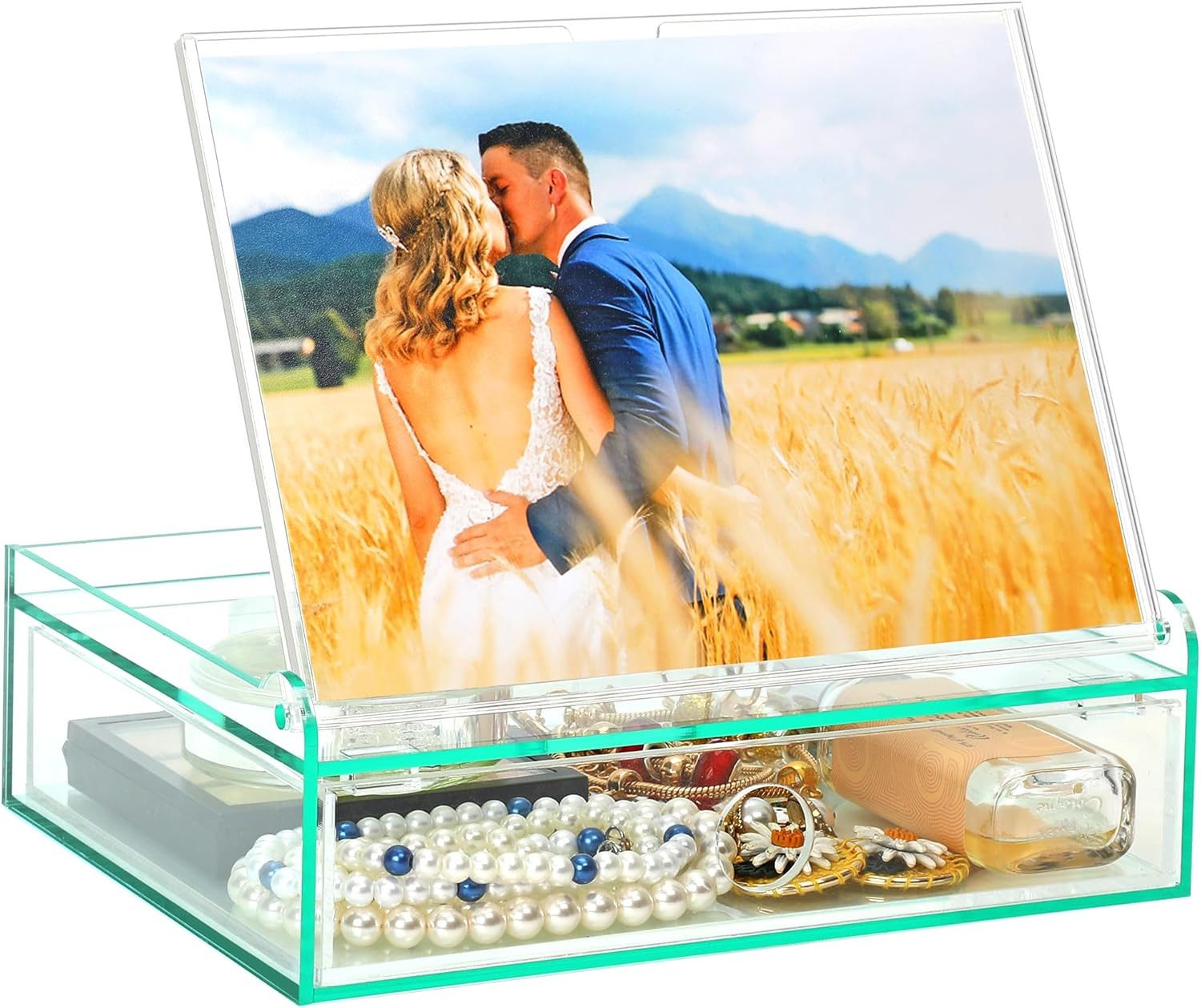 ZEEYUAN Fotobox 13x18 Fotoaufbewahrungsbox Bilderrahmen 2-in-1 Transparent (Fotorahmen und Aufbewahrungsbox in einem, Fotorahmen und Aufbewahrungsbox in einem), 2-in-1 Design, transparentes Acryl