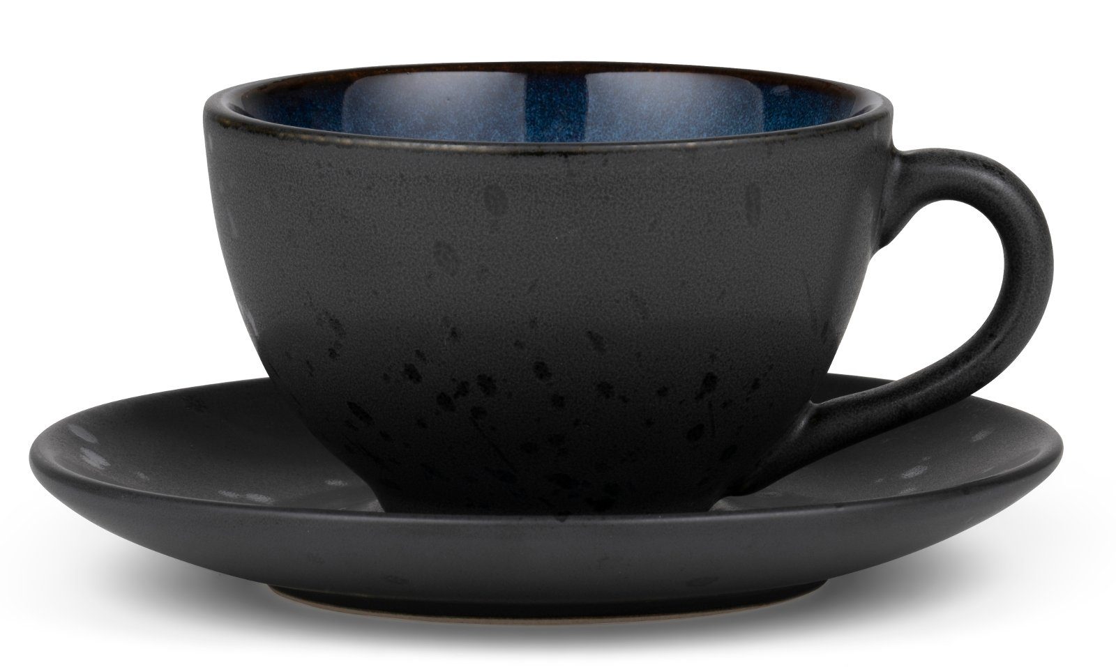 Bitz Tasse Tasse mit Untertasse black / blue 0,24 l, Steinzeug, Tasse mit Untertasse 24 cl Steinzeug Schwarz/Dunkelblau