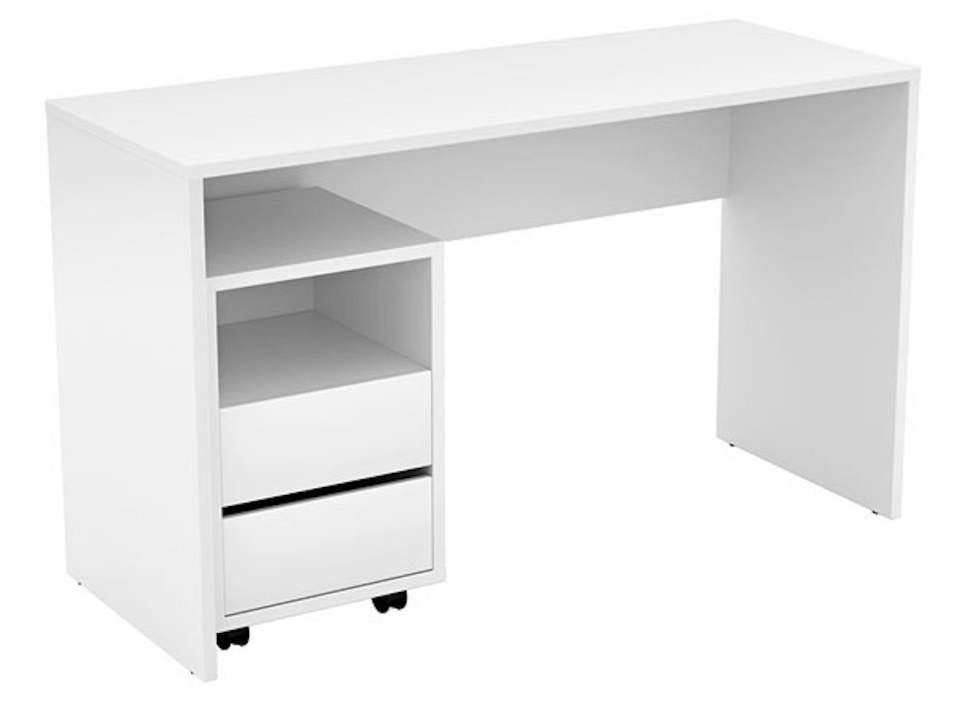 Helvetia Schreibtisch Apia, 130x50x75cm weiß mit Rollcontainer