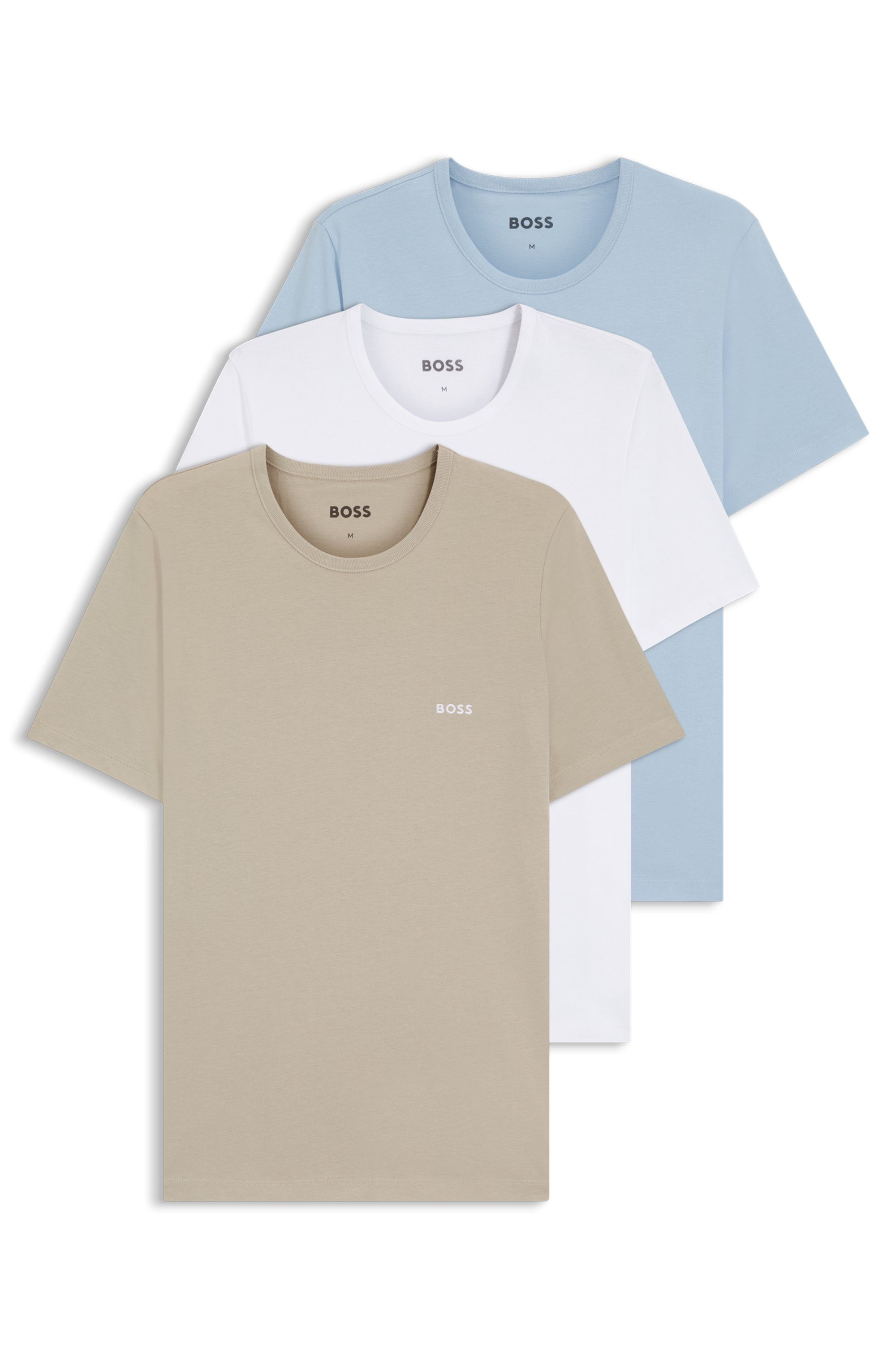 BOSS T-Shirt TShirtRN 3P Classic (Packung, 3-tlg) mit BOSS Stickerei günstig online kaufen