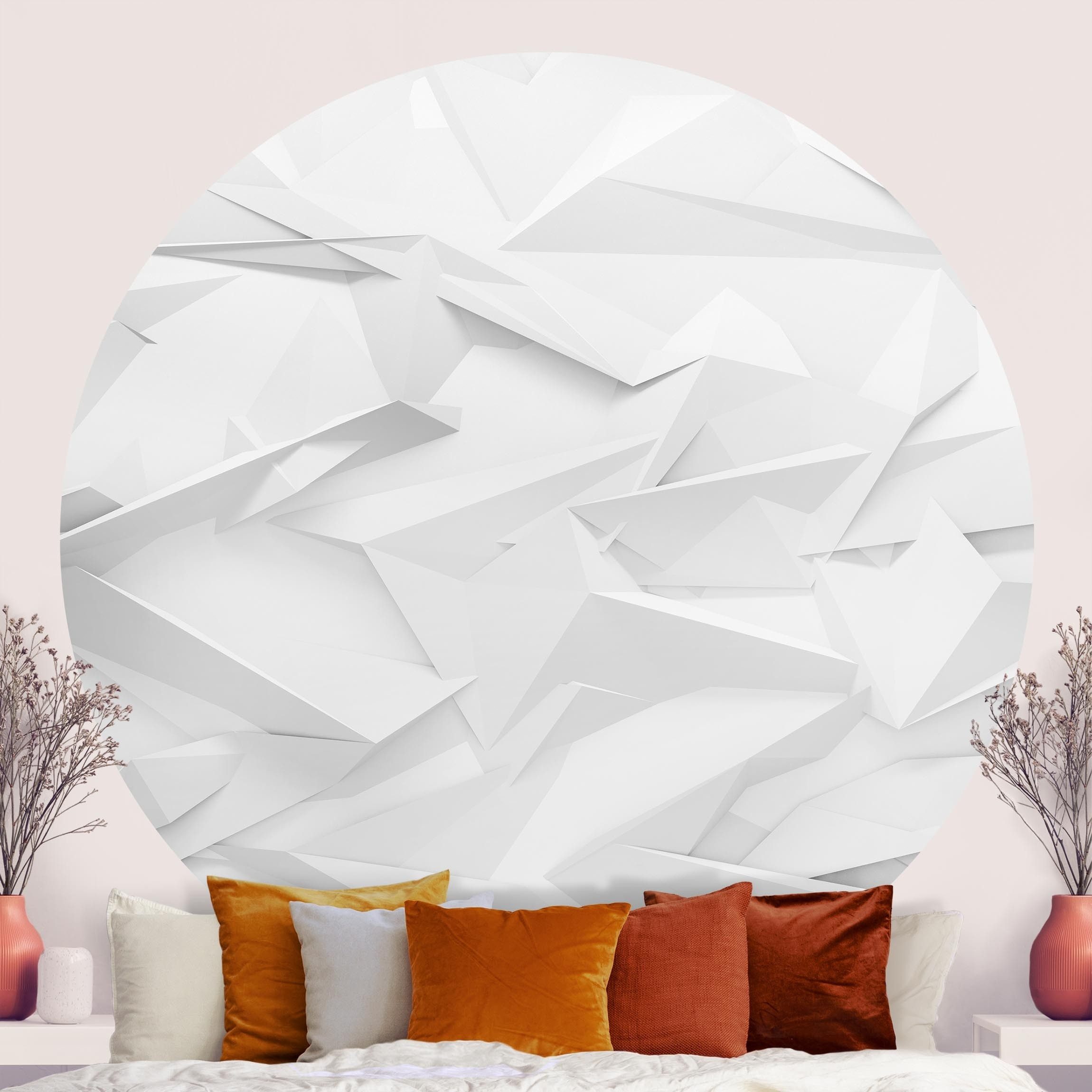 Bilderdepot24 3D-Tapete rund Effekt Abstrakte 3D Optik Modern Raumtiefe Gaming, Glatt, Matt, (Vliestapete selbstklebend), Wohnzimmer Schlafzimmer Küche Wandtattoo Motivtapete Klebe Wandtapete