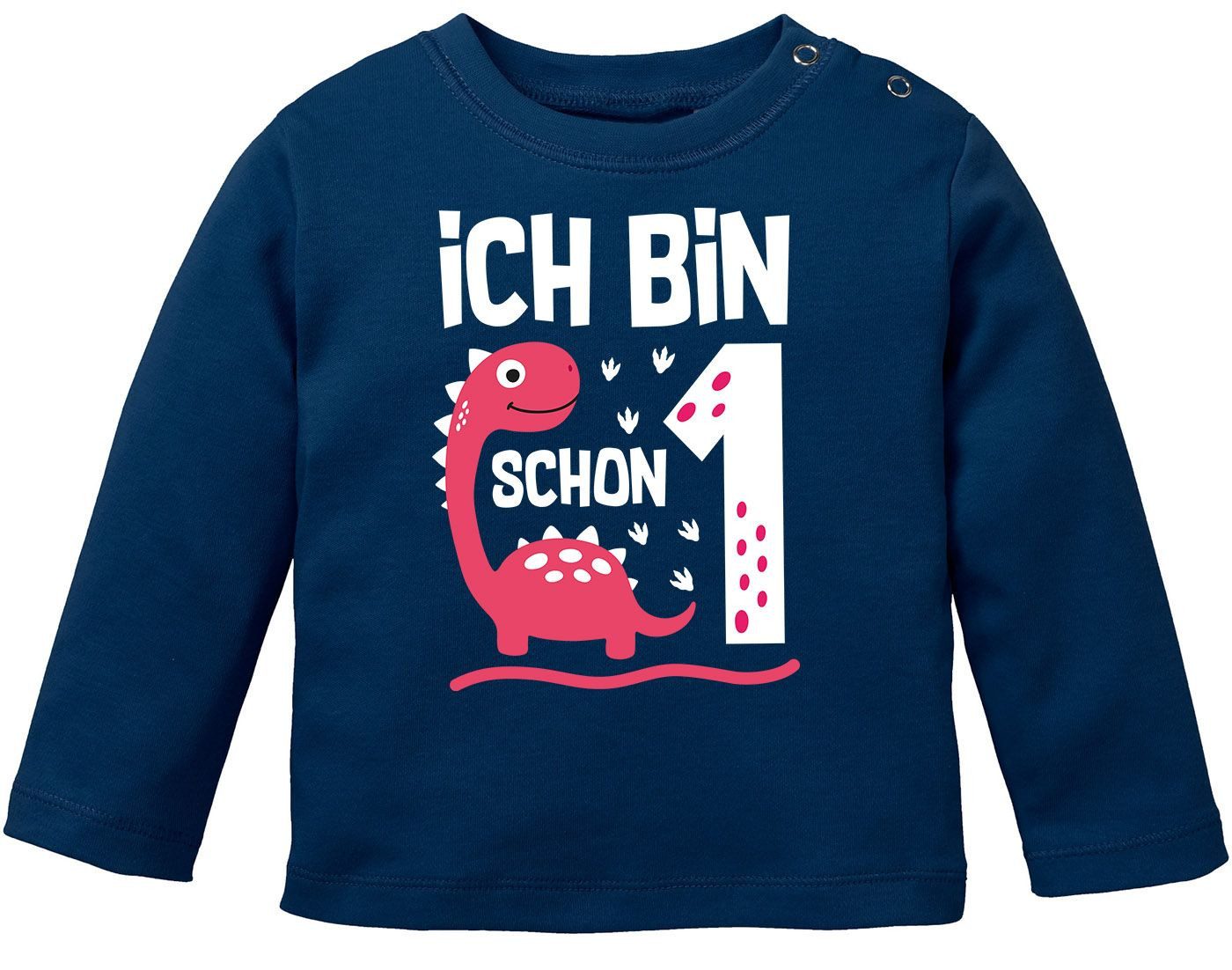 Rundhalsshirt Baby Langarm-Shirt 1. Geburtstag Ich bin schon 1 Jahr Dinosaurier
