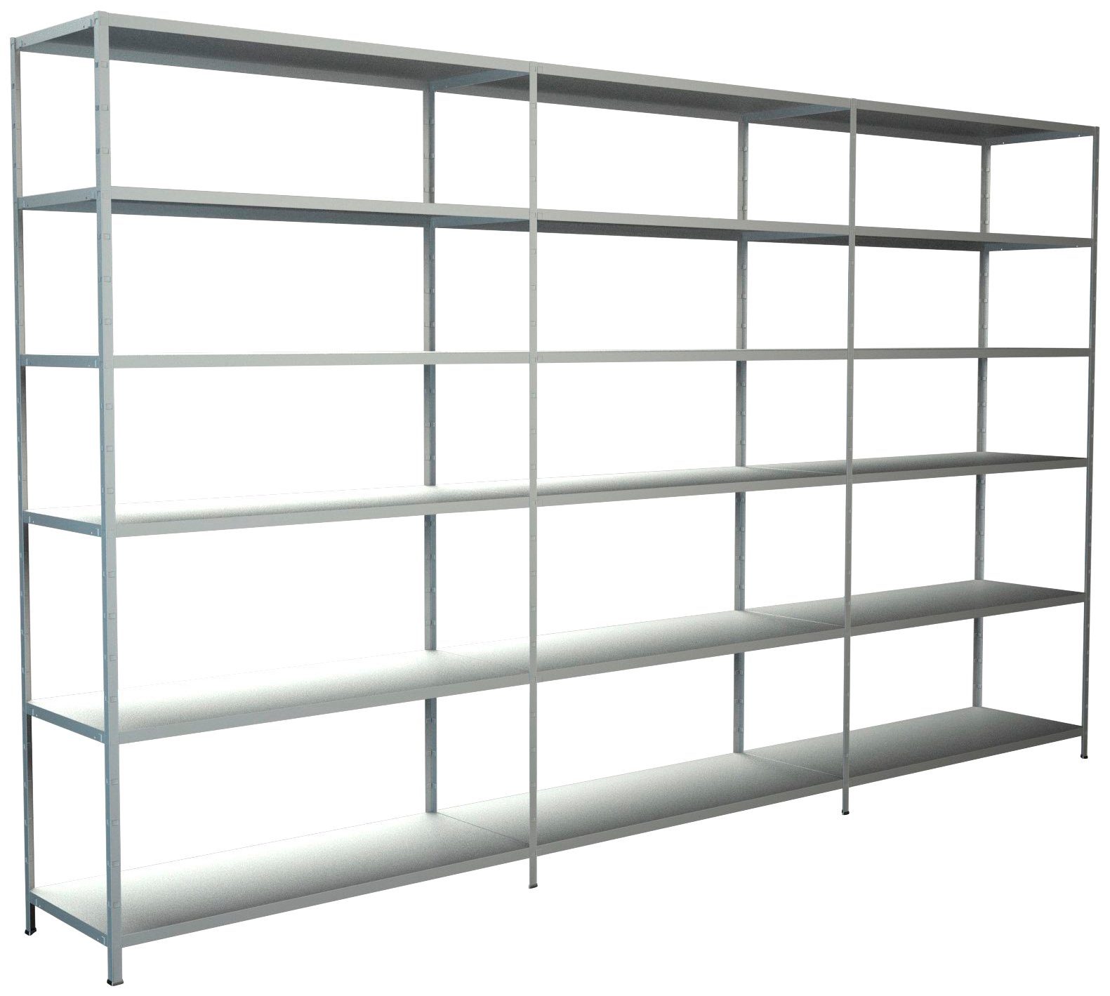 SCHULTE Regalwelt Steckregal Stecksystem Grund- und 2x Anbauregale, Metall weiß, 2300x2800x500 mm, 18 Böden | Steckregale