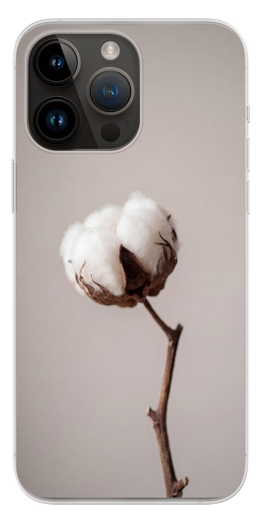 MuchoWow Handyhülle für Apple iPhone 14 Pro Max Wattebausch - Minimalistisch - Weiß, Smartphone-Bumper, Print, Handy Schutzhülle Dünn