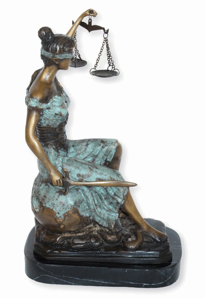 cm Justitia Bronze 29 Waage Dekofigur Bronzefigur mit H GartenDeko JS Skulptur Justizia