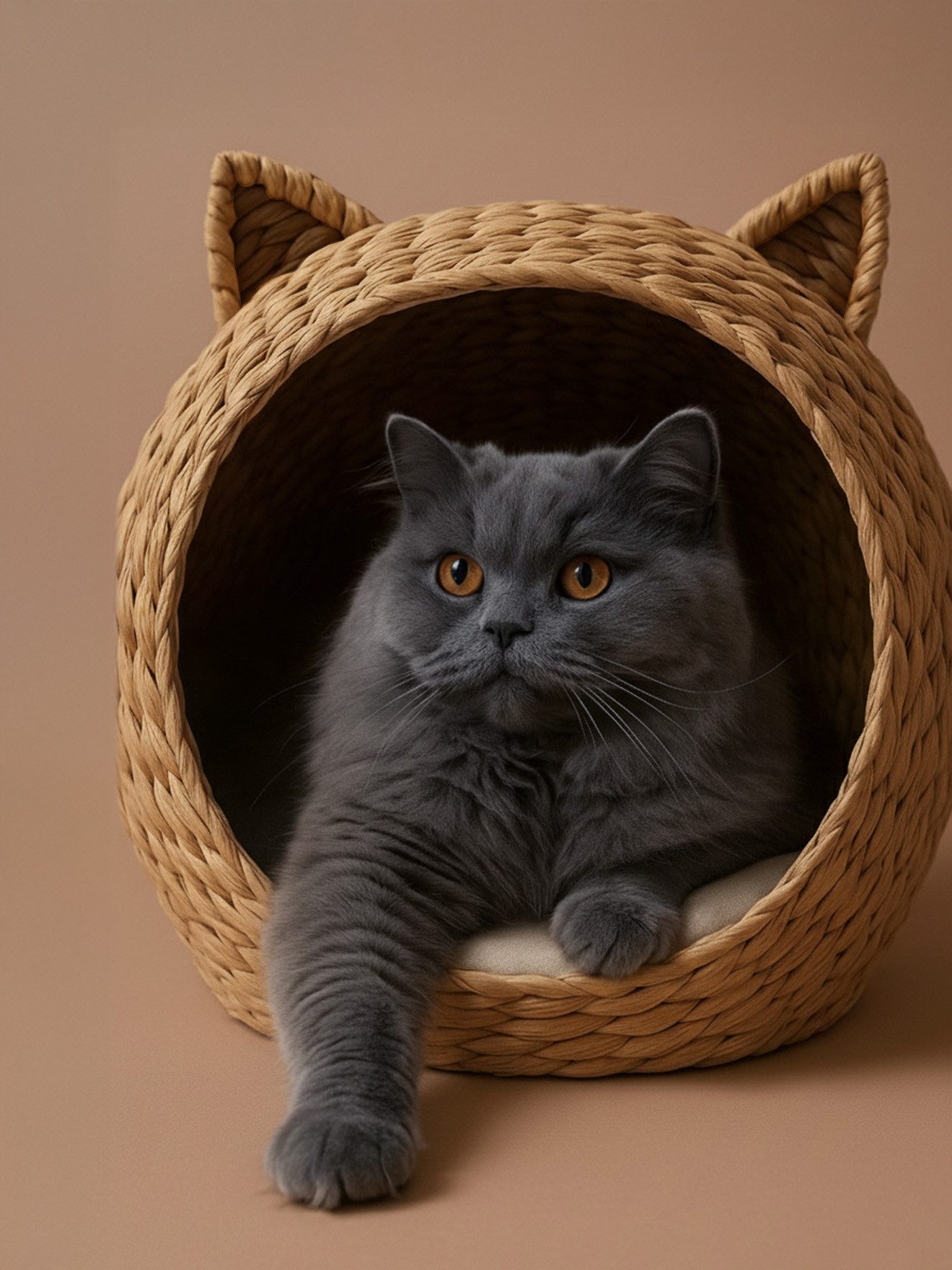 vertbaudet Tierkorb Katzenkorb aus Wasserhyazinthe – Bild 5 von 5