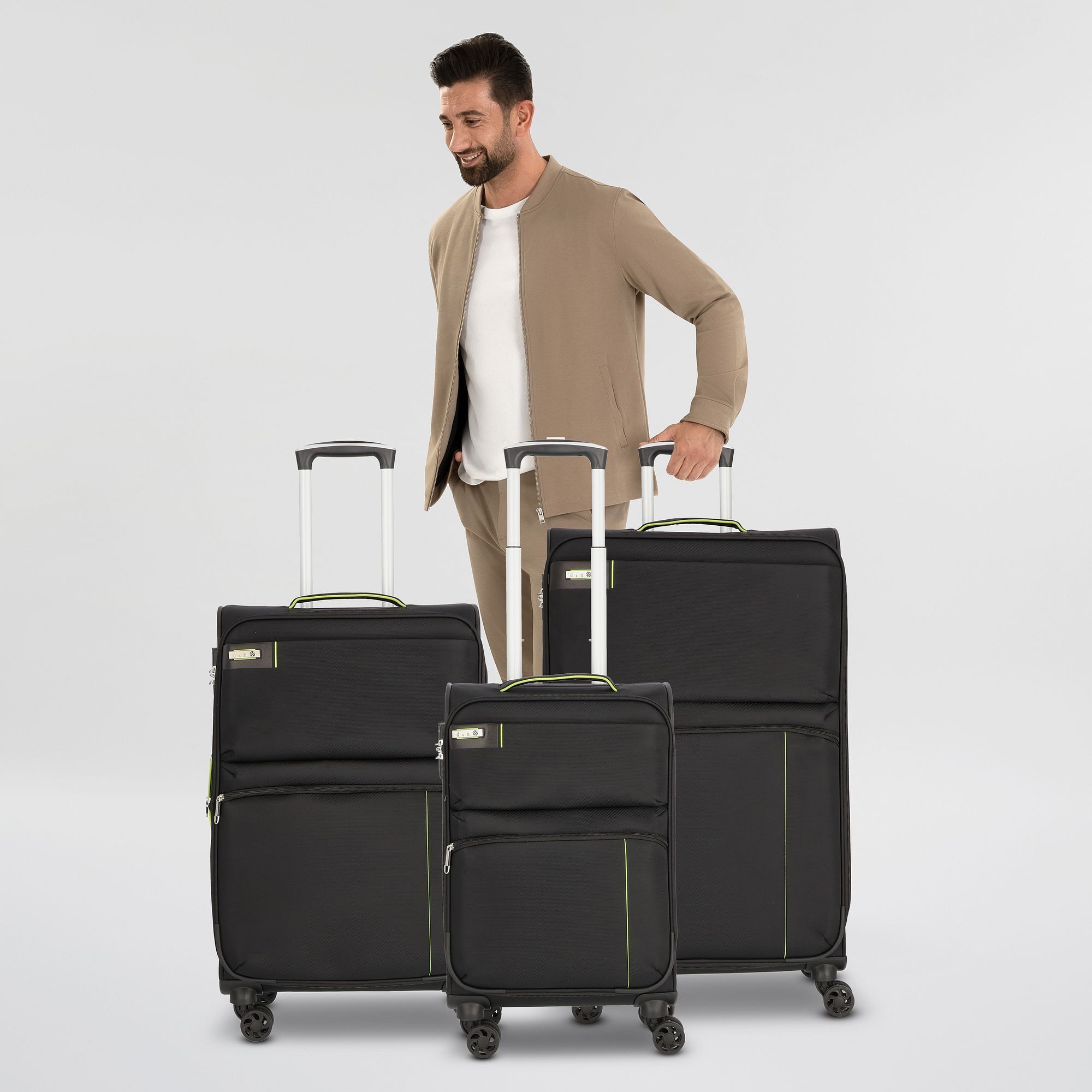 D&N Trolleyset Travel Line 6704, 4 Rollen, (3-teilig, 3 tlg), Nylon