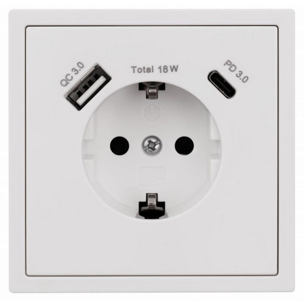 DIW Schalter SHALLOW-Weiss Komponenten ESH-362 Steckdose +USB-A