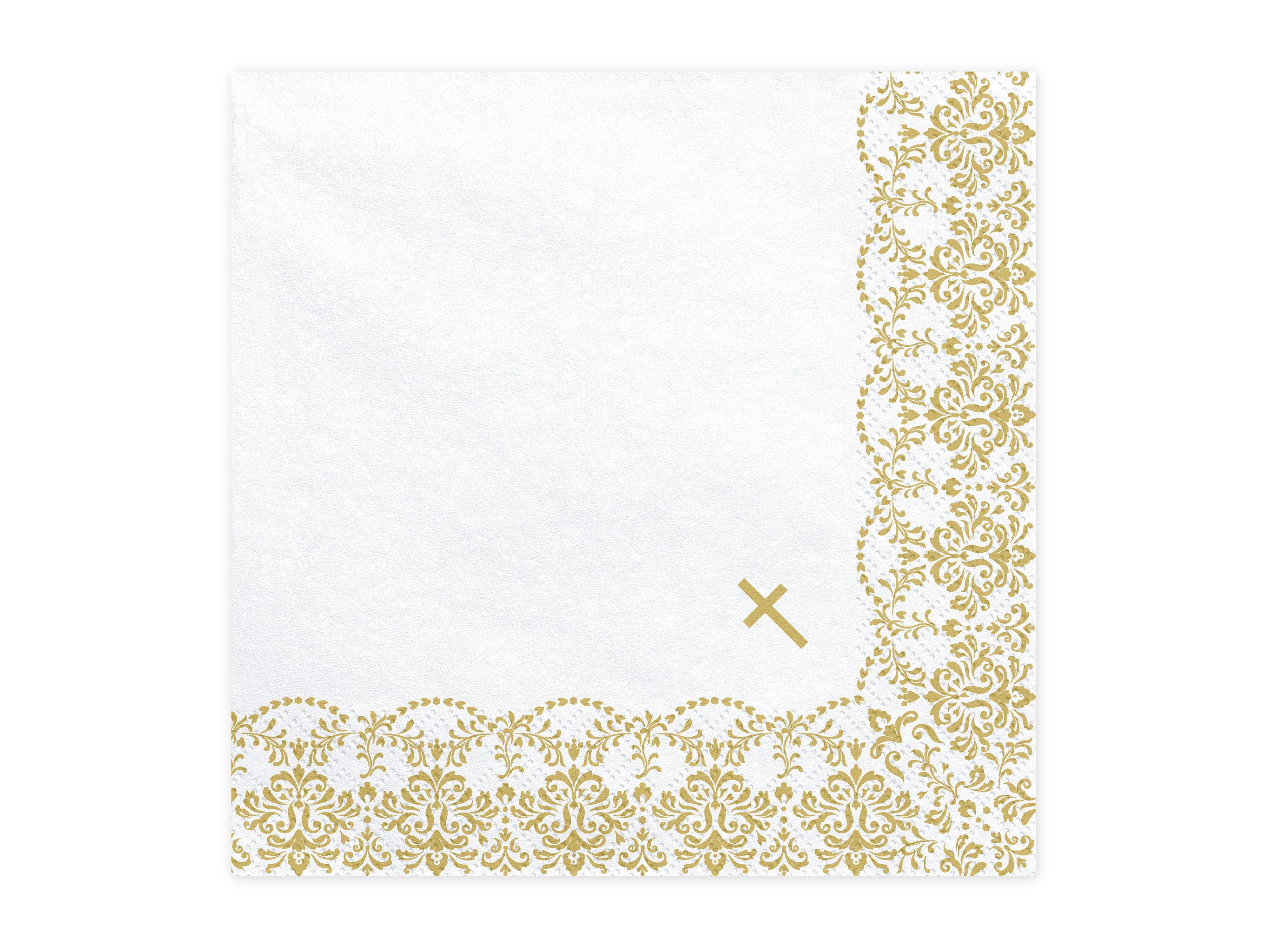 partydeco Papierserviette, Servietten Papier 33x33cm mit Ornamente Motiv 20 Stück Weiß / Gold