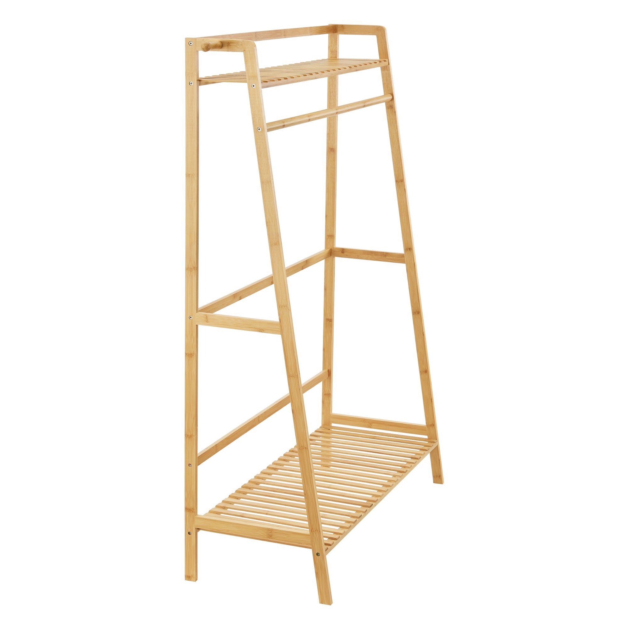 en.casa Garderobenständer, Föglö Kleiderständer 139 x 100 x 40 cm Bambus Natur