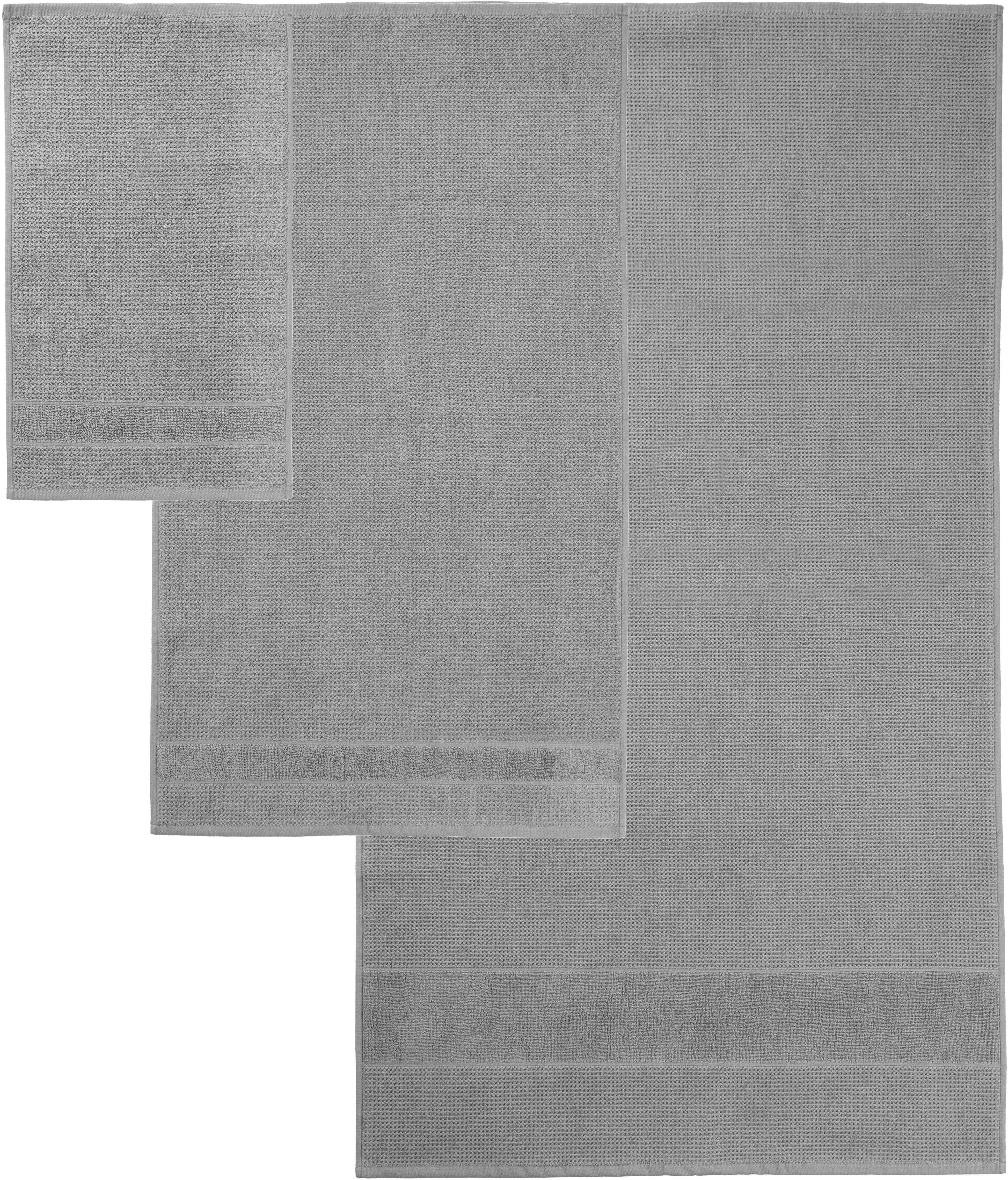 OTTO home Handtuch Set Kimi, Duschtuch, Handtücher und Gästetücher, Walkfrottee (Set, 5-St), 100% Baumwolle, einfarbig, weich, mit Bordüre, besondere Struktur